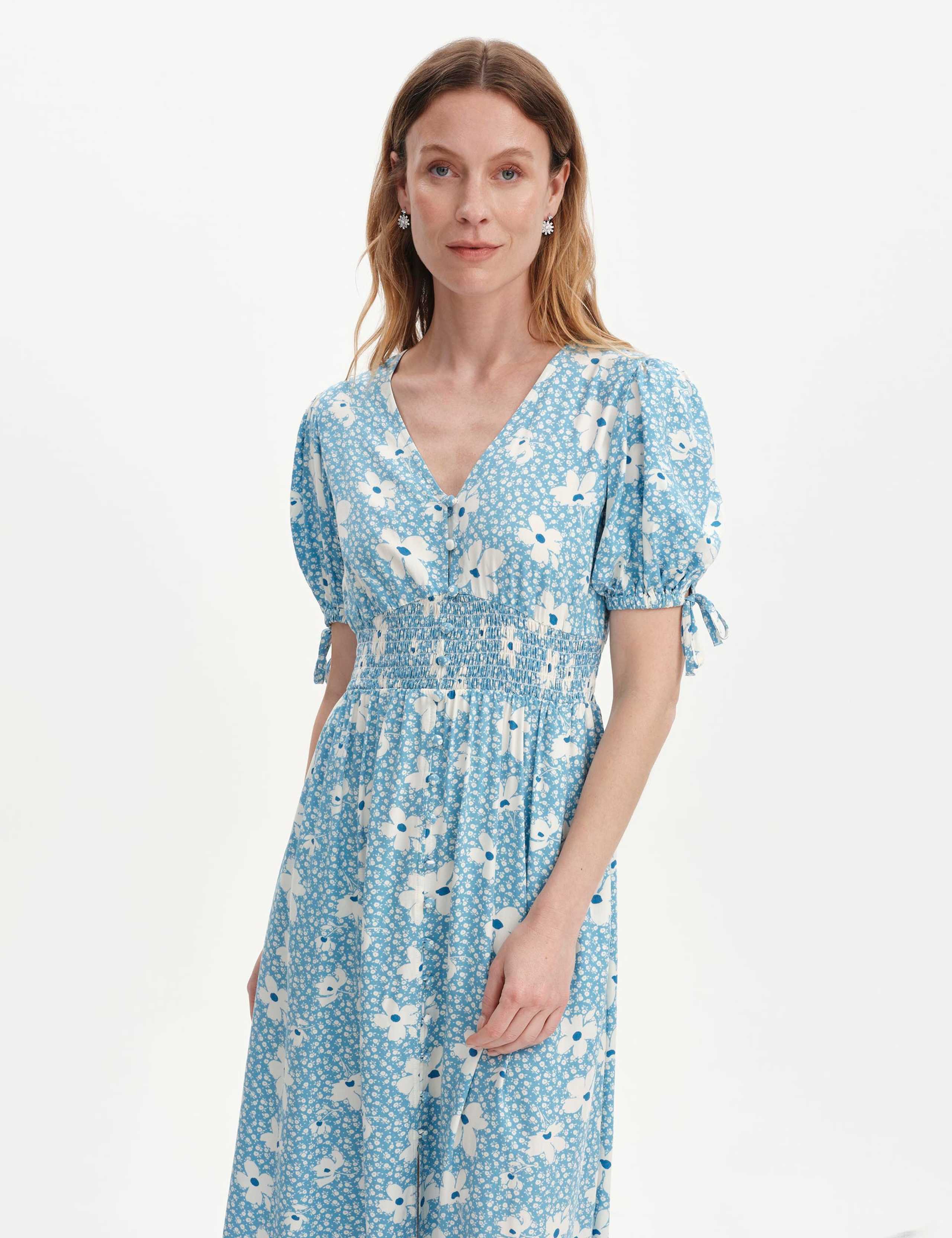 Floral Shirred Button Through Midi Dress 5 of 6