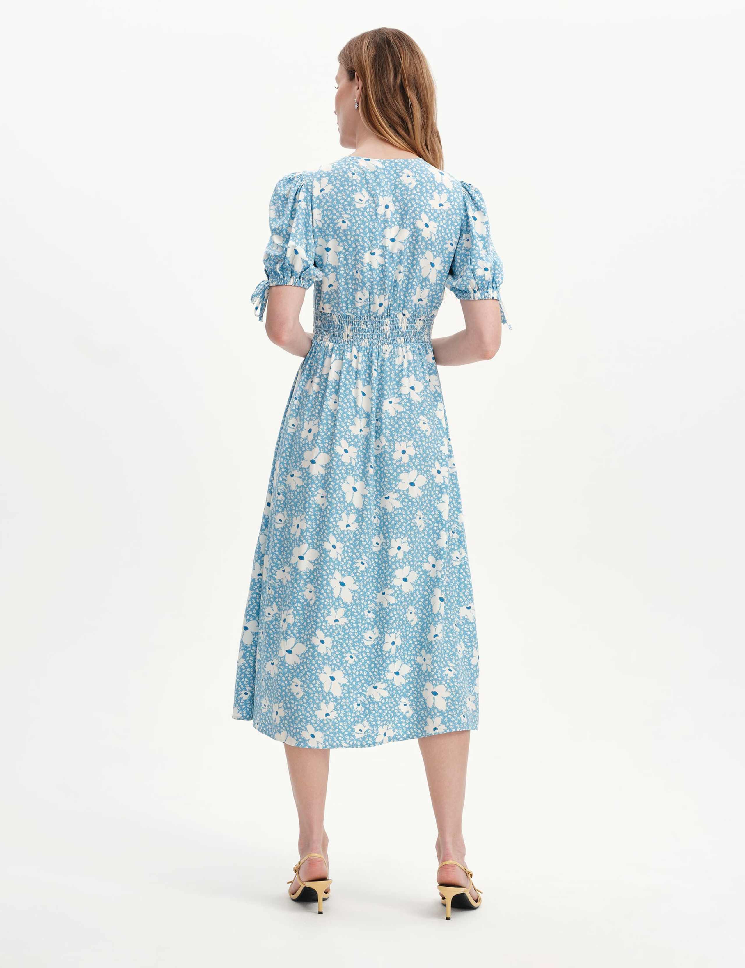 Floral Shirred Button Through Midi Dress 6 of 6