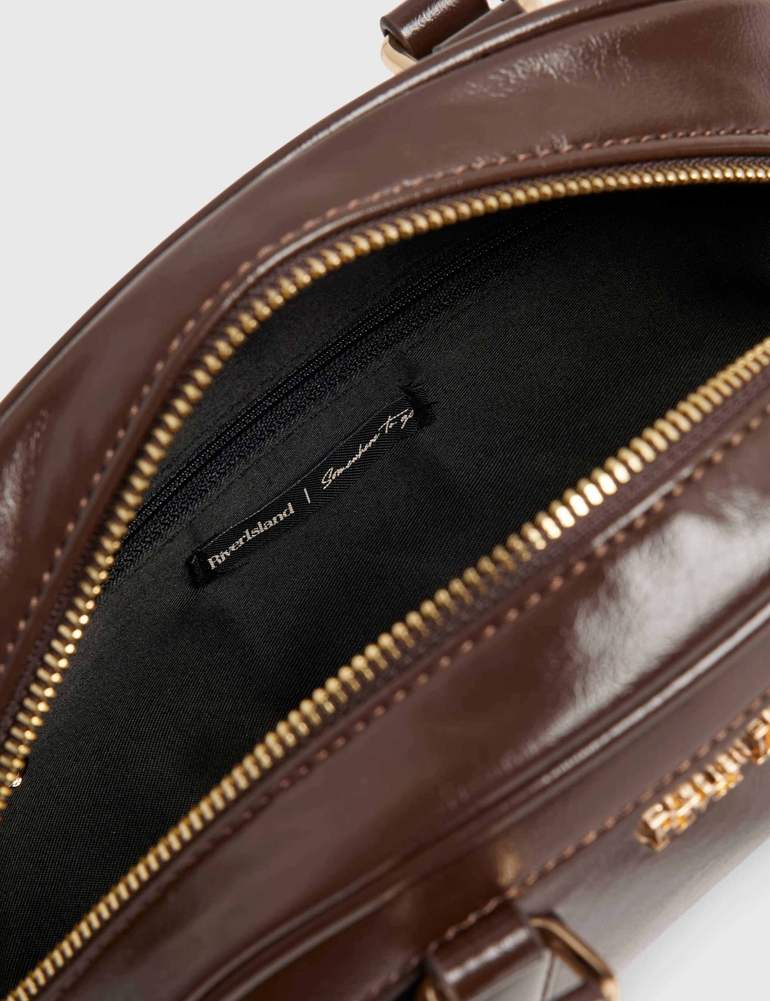 Faux Leather Charm Bowler Bag 6 of 6