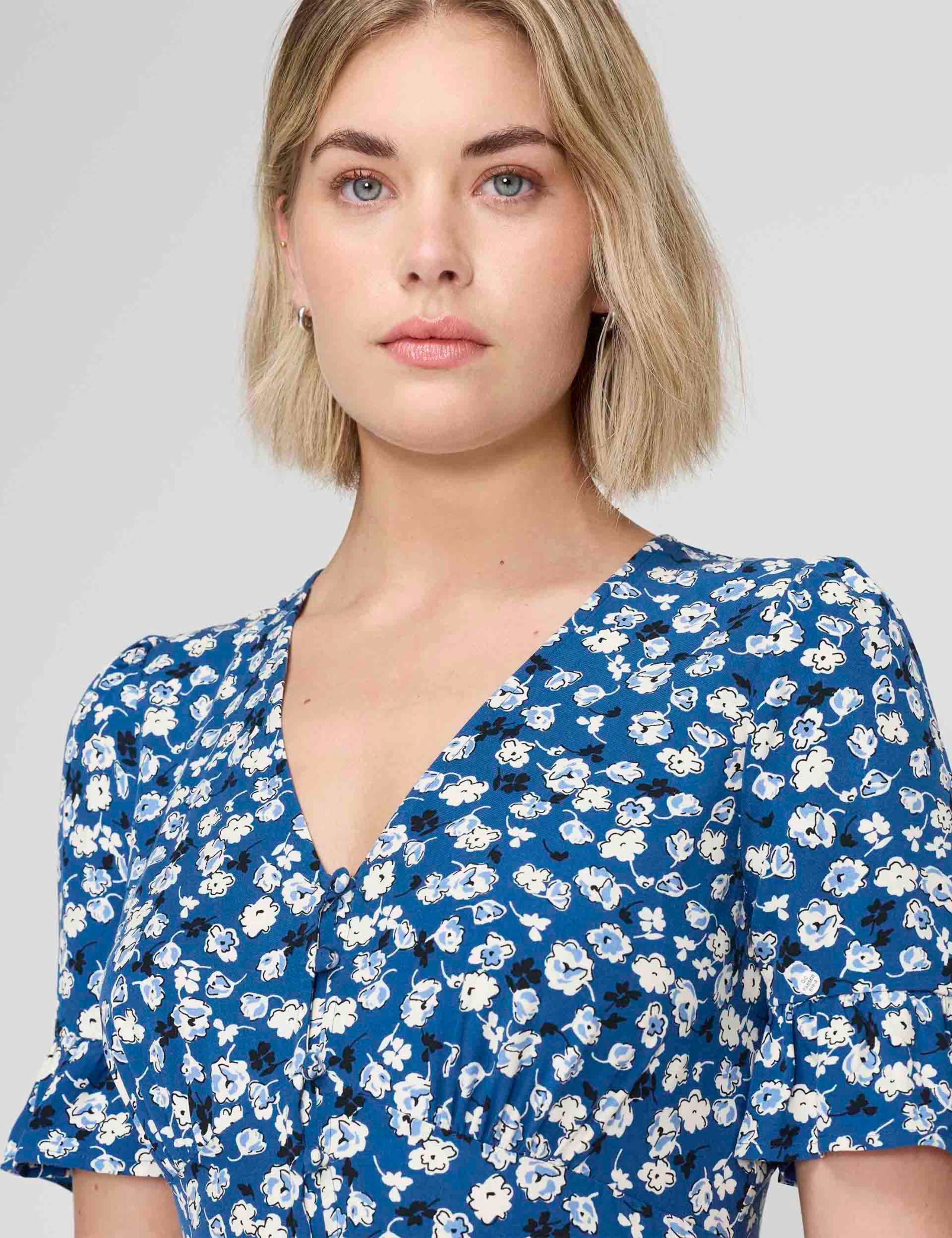 Floral Button Through Tiered Midi Tea Dress 6 of 6