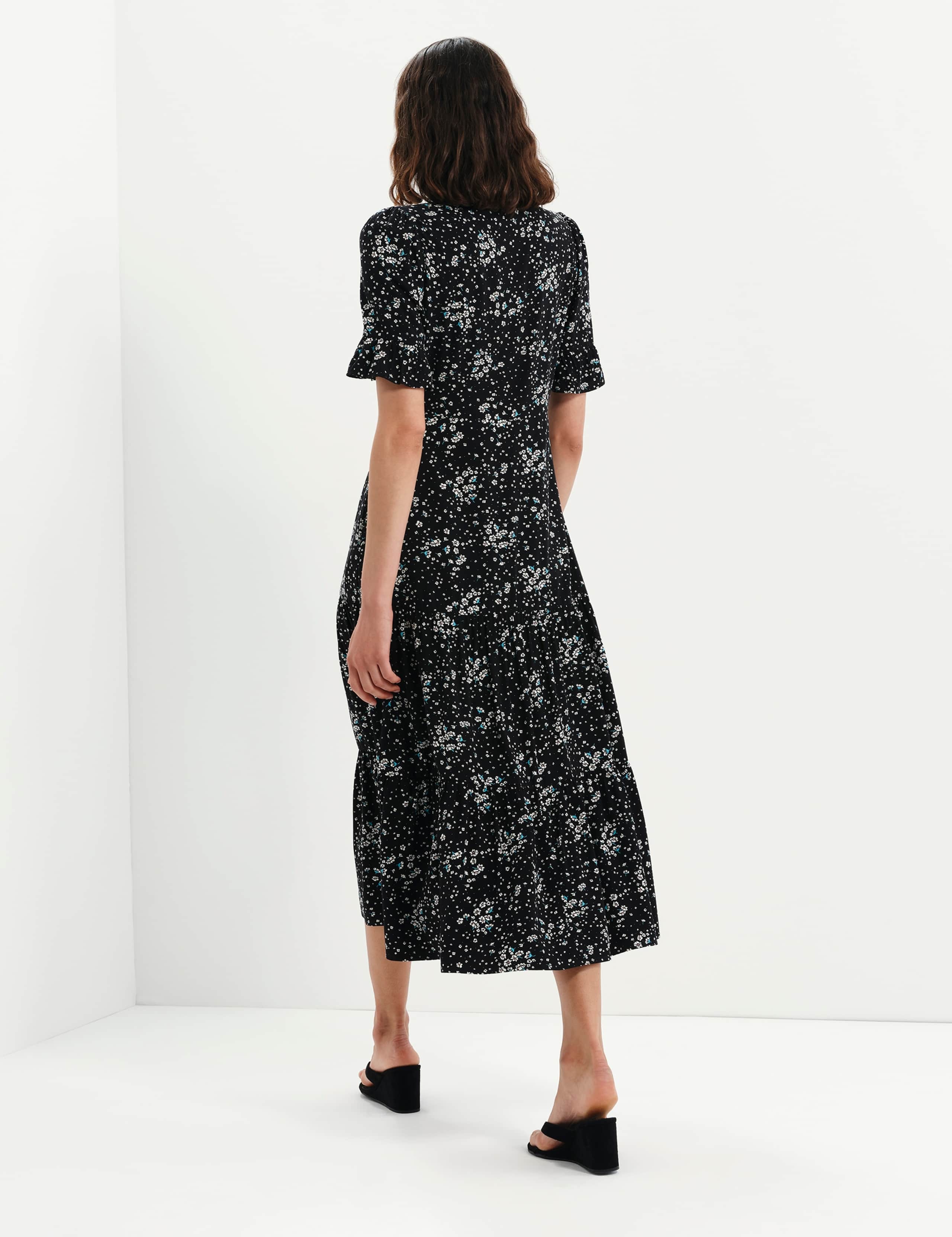 Floral Button Through Tiered Midi Tea Dress 2 of 7