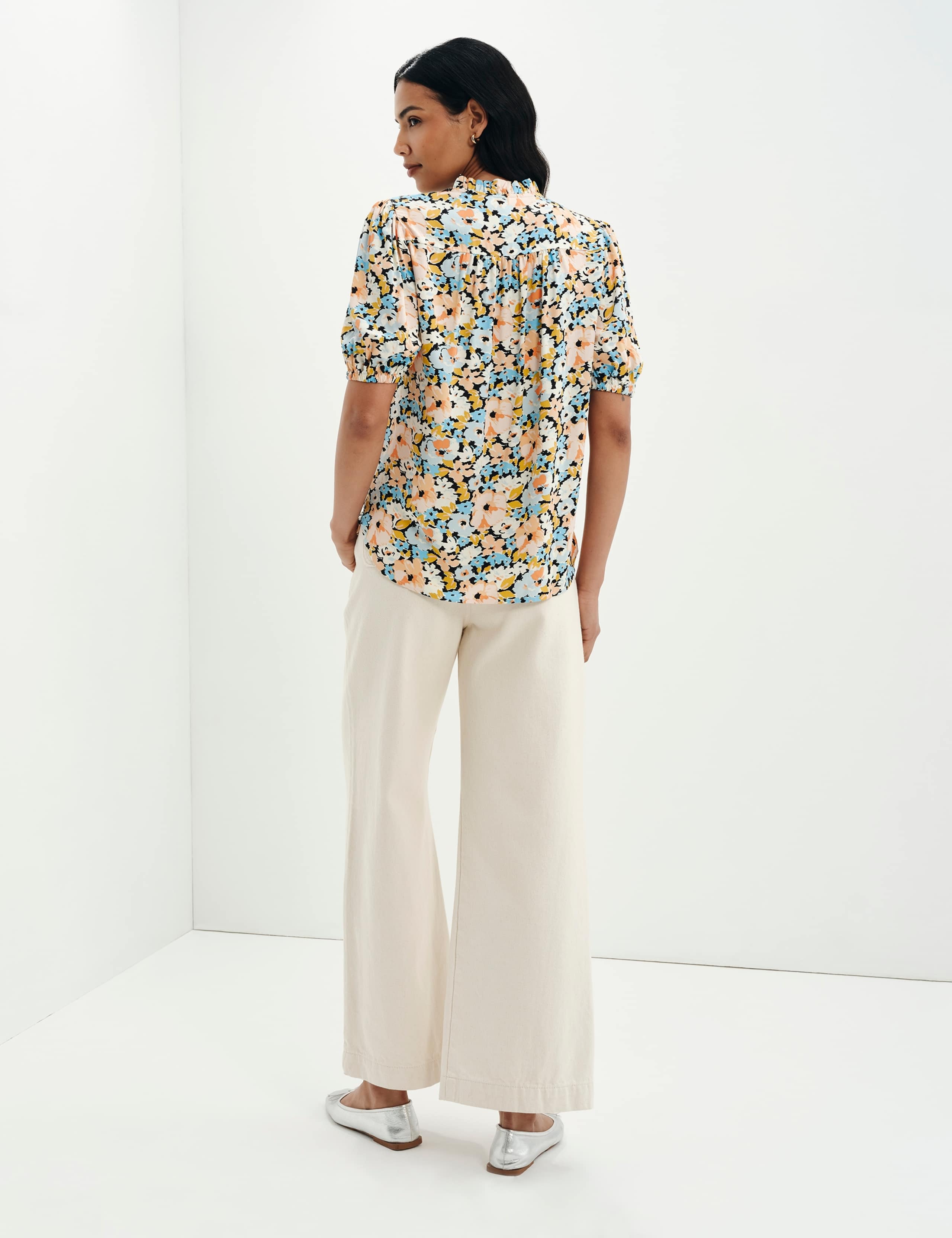 Floral Shirred Tie Neck Relaxed Top 10 of 10