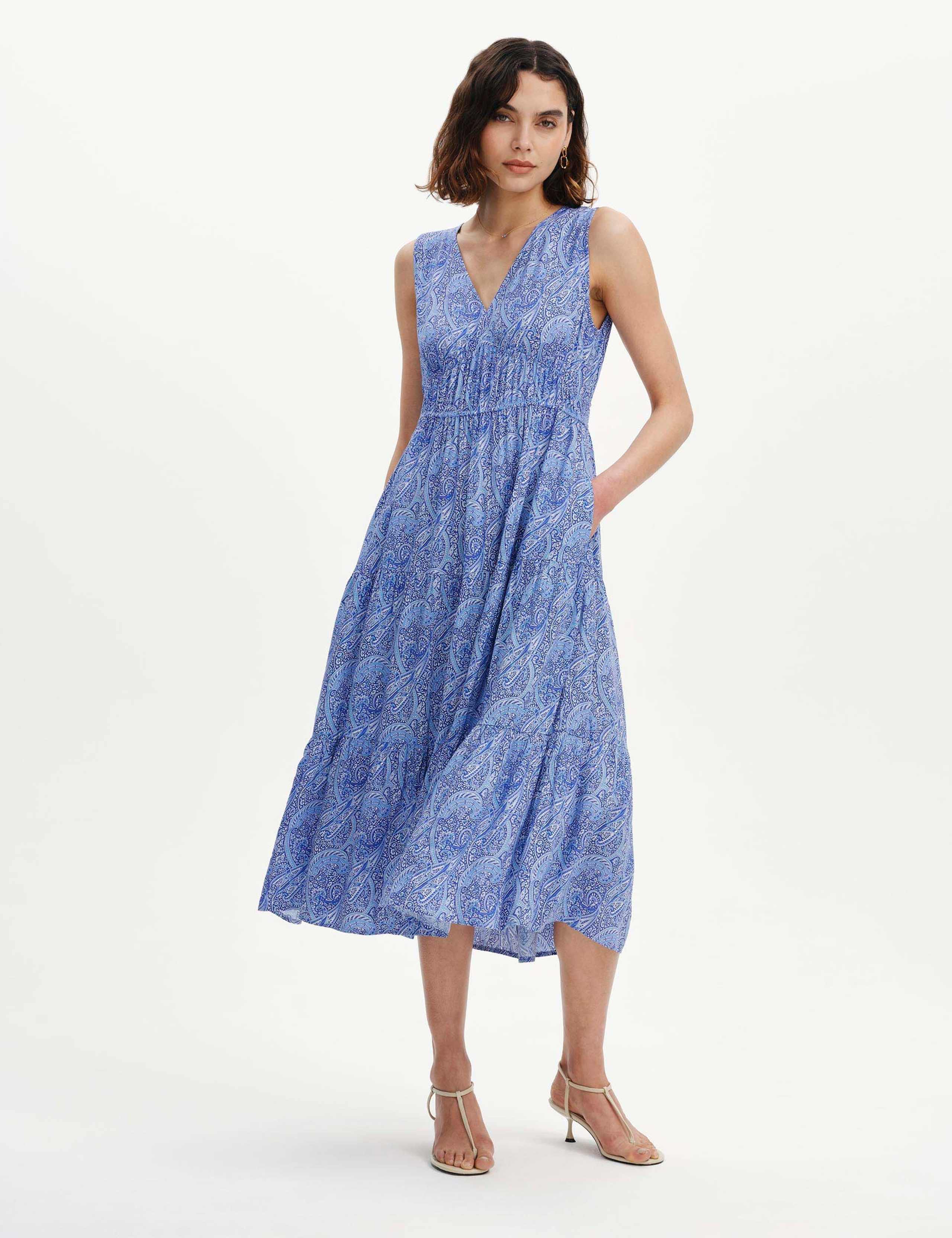 Paisley Sleeveless Midi Tiered Dress 4 of 6