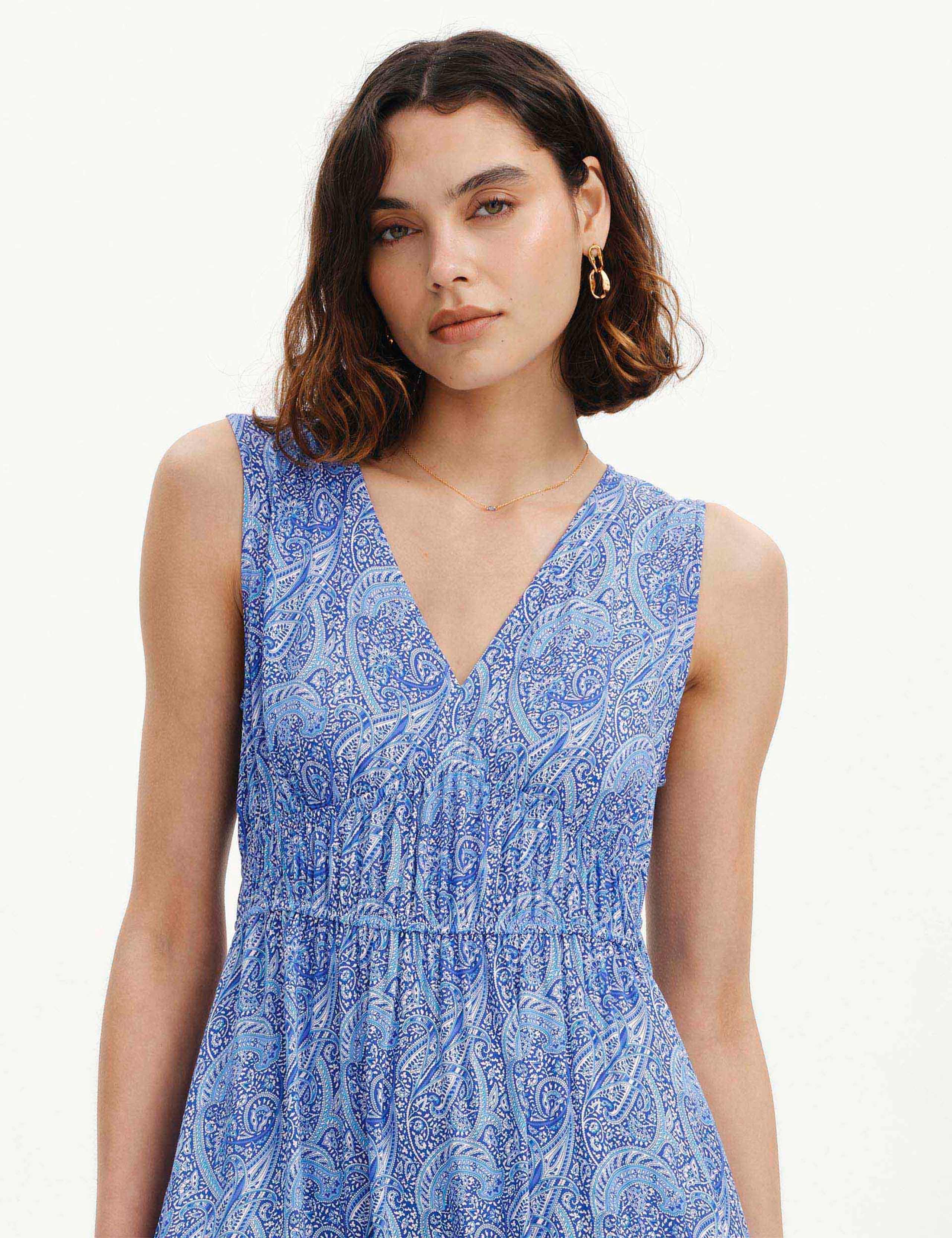 Paisley Sleeveless Midi Tiered Dress 5 of 6