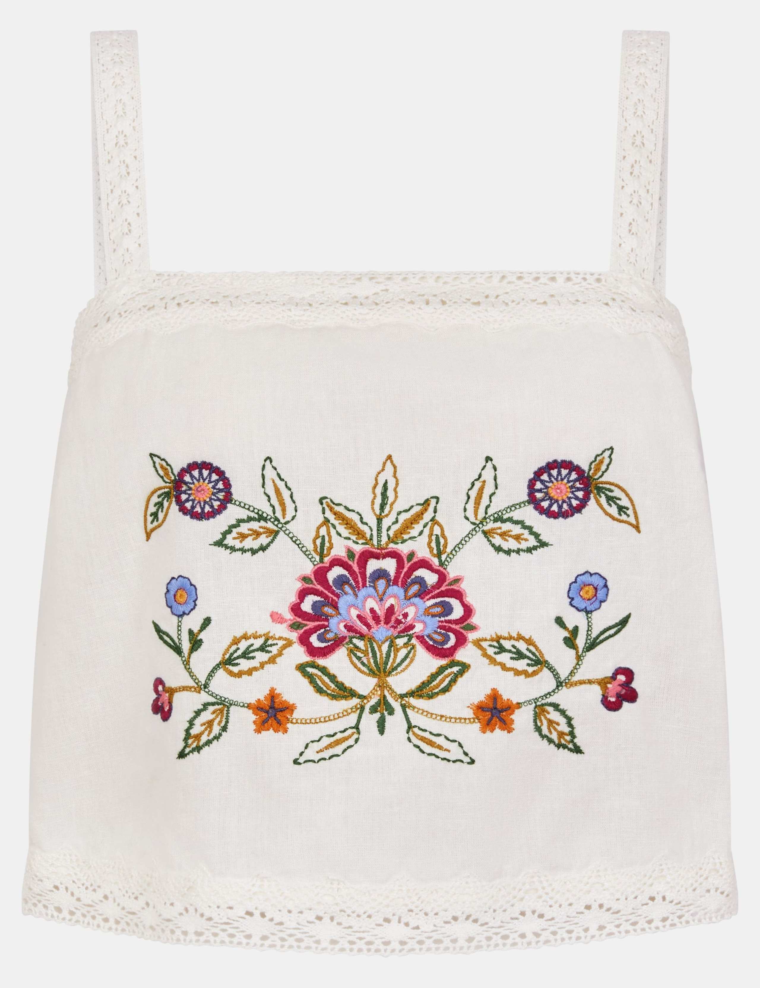 Cotton Rich Embroidered Cami Top with Linen 2 of 4