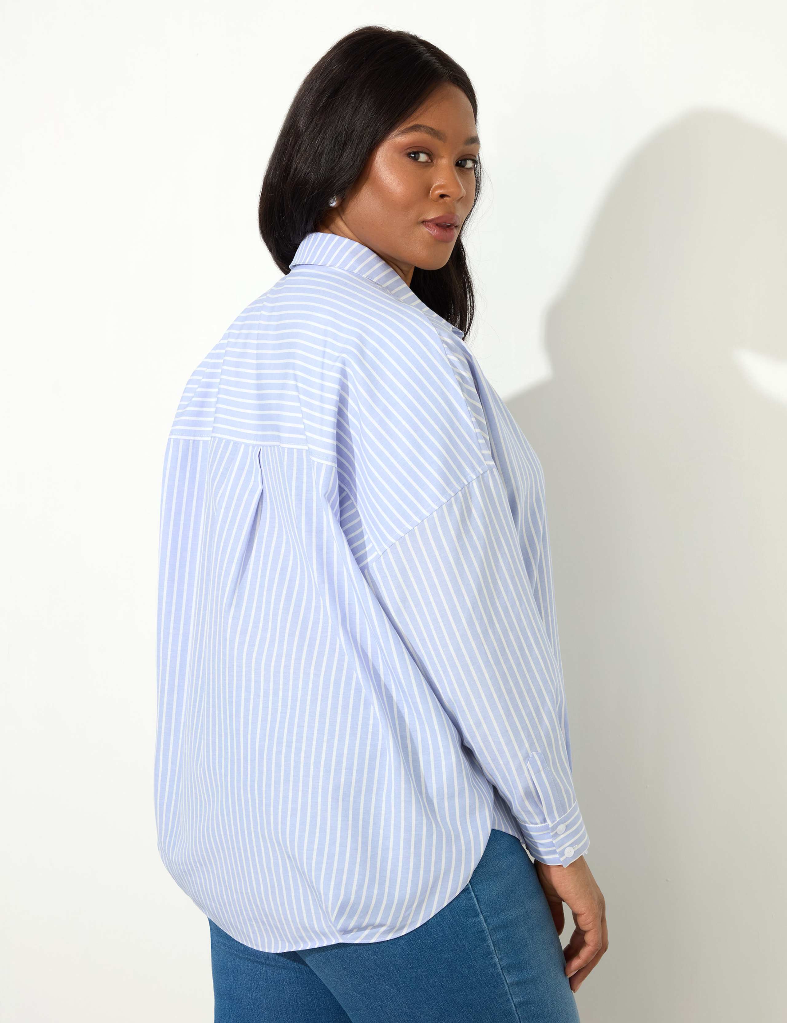 Cotton Blend Striped Button Detail Shirt 6 of 6