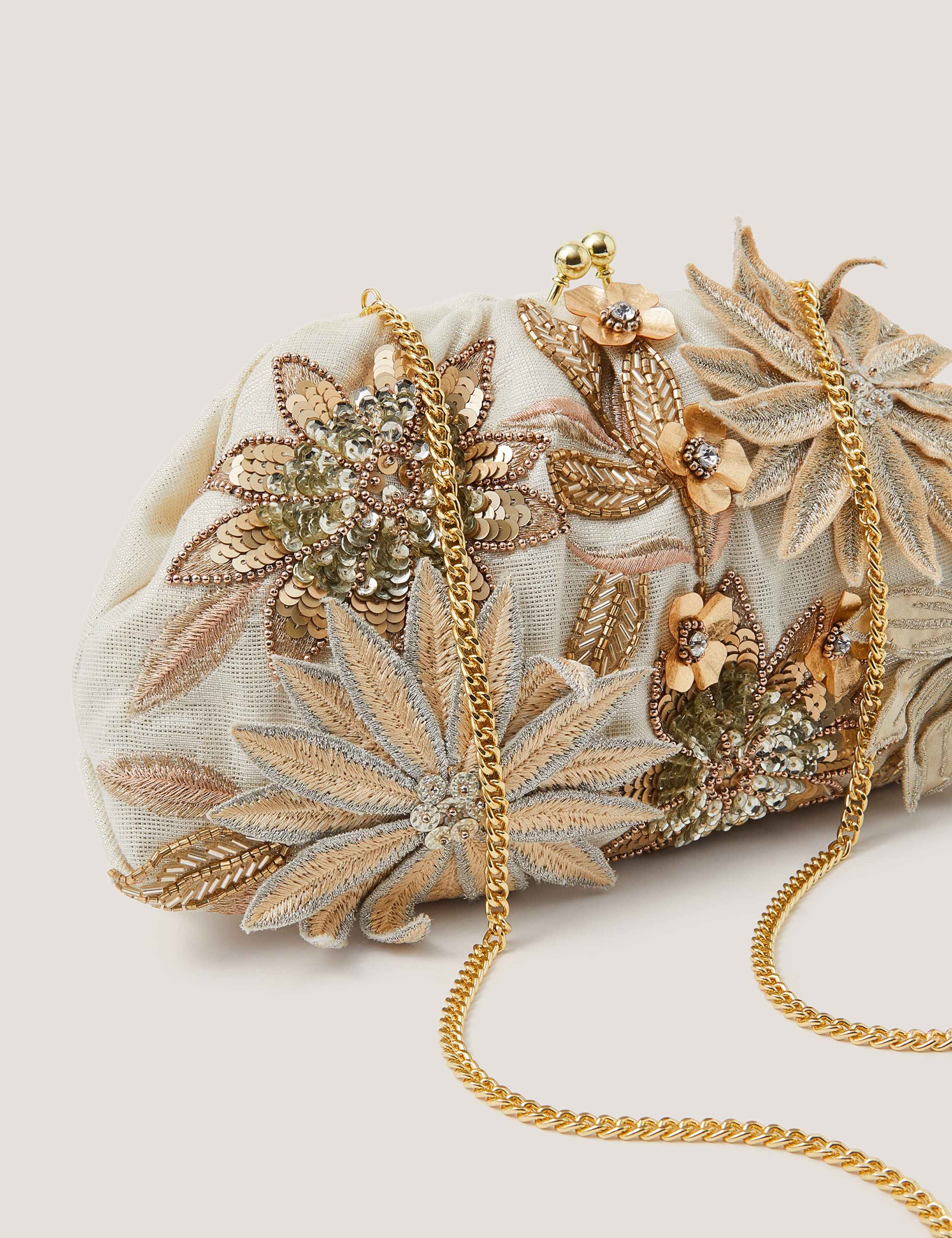 Cotton Rich Floral Embellished Clutch Bag 2 of 3