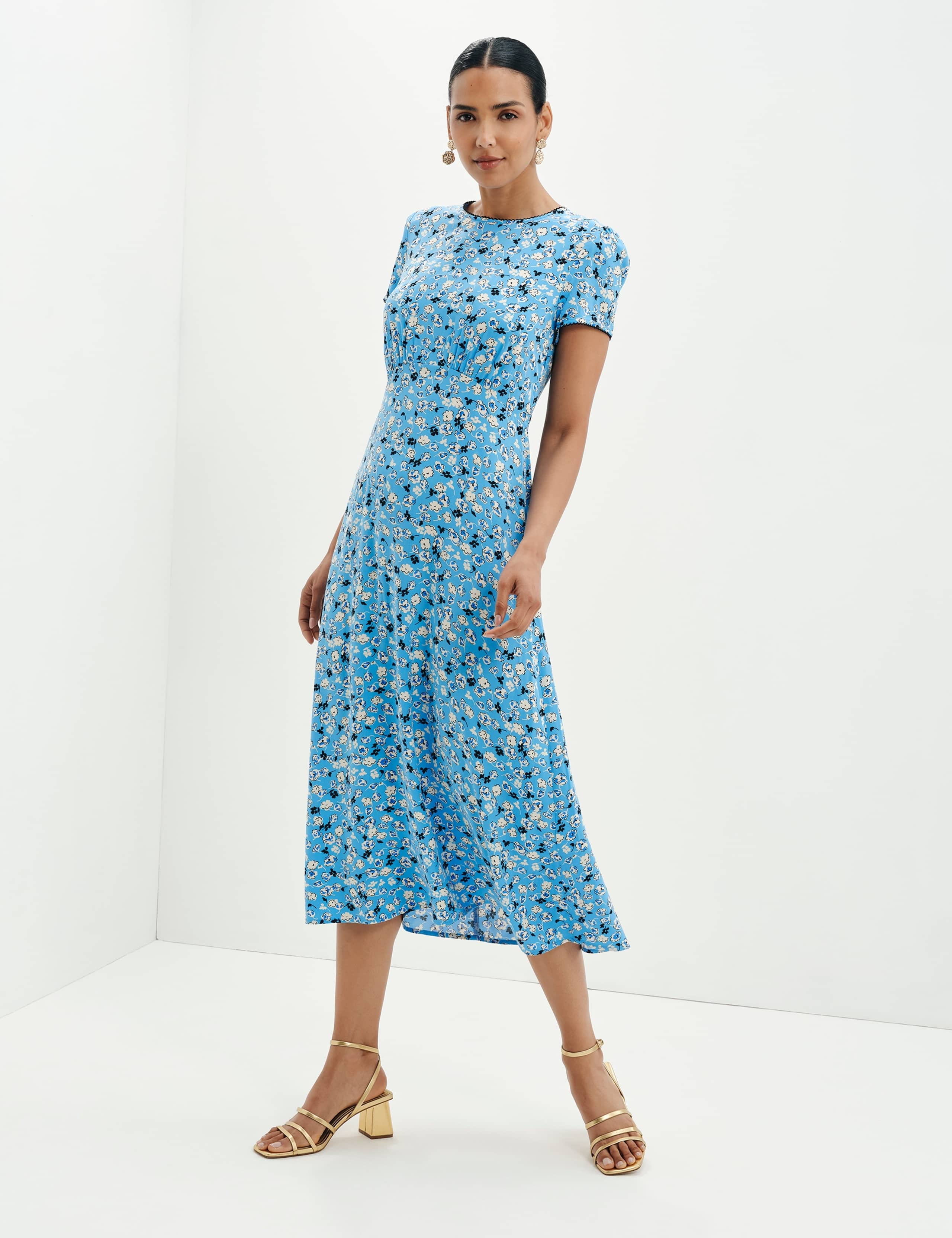 Ditsy Floral Midi Waisted Dress 2 of 7