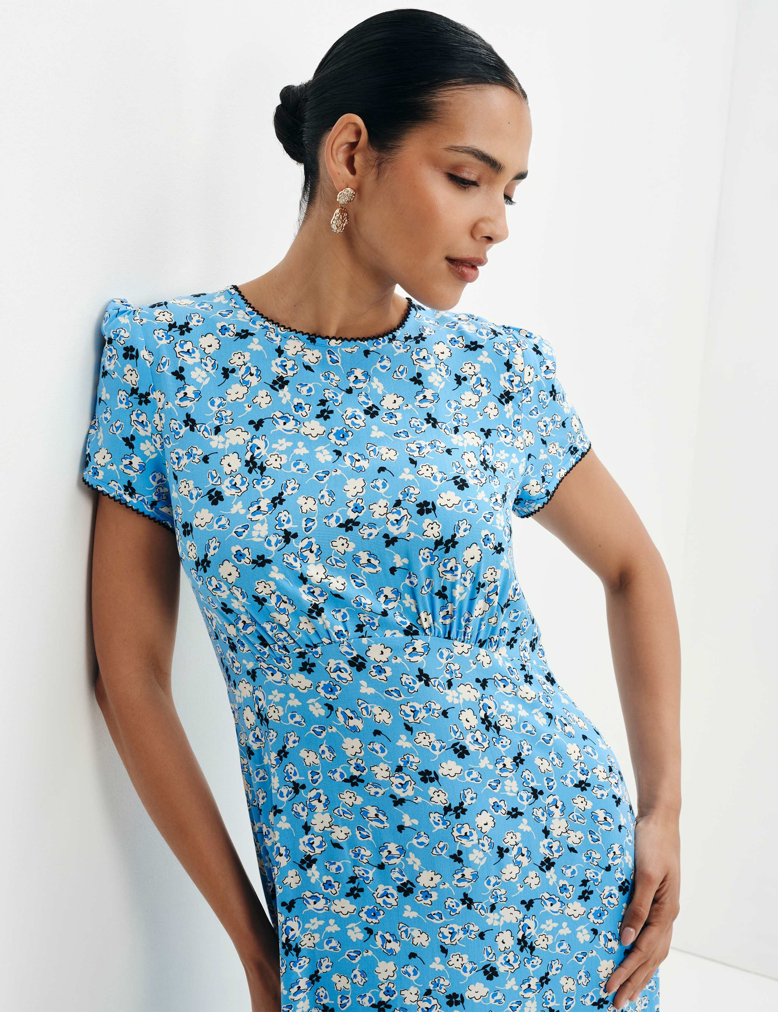 Ditsy Floral Midi Waisted Dress 4 of 7