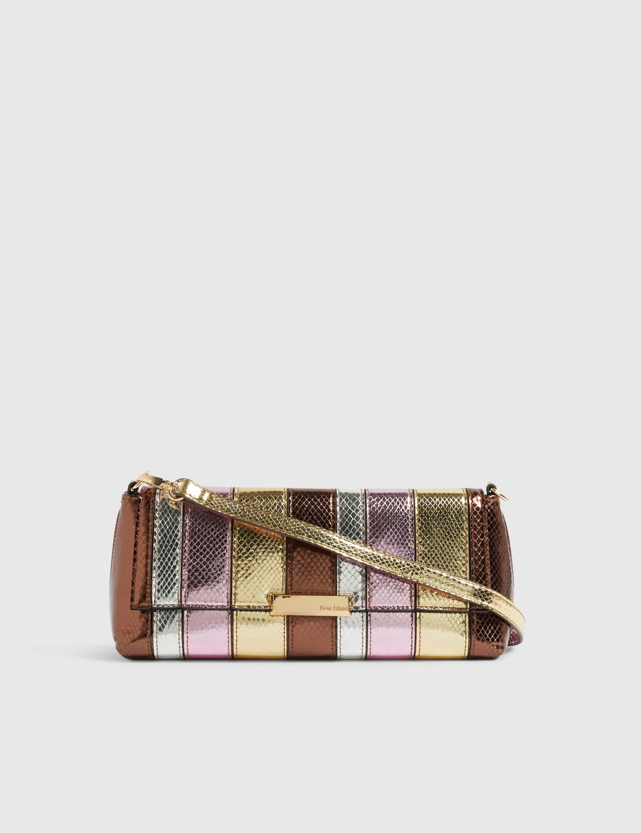Faux Leather Metallic Clutch Bag 1 of 5