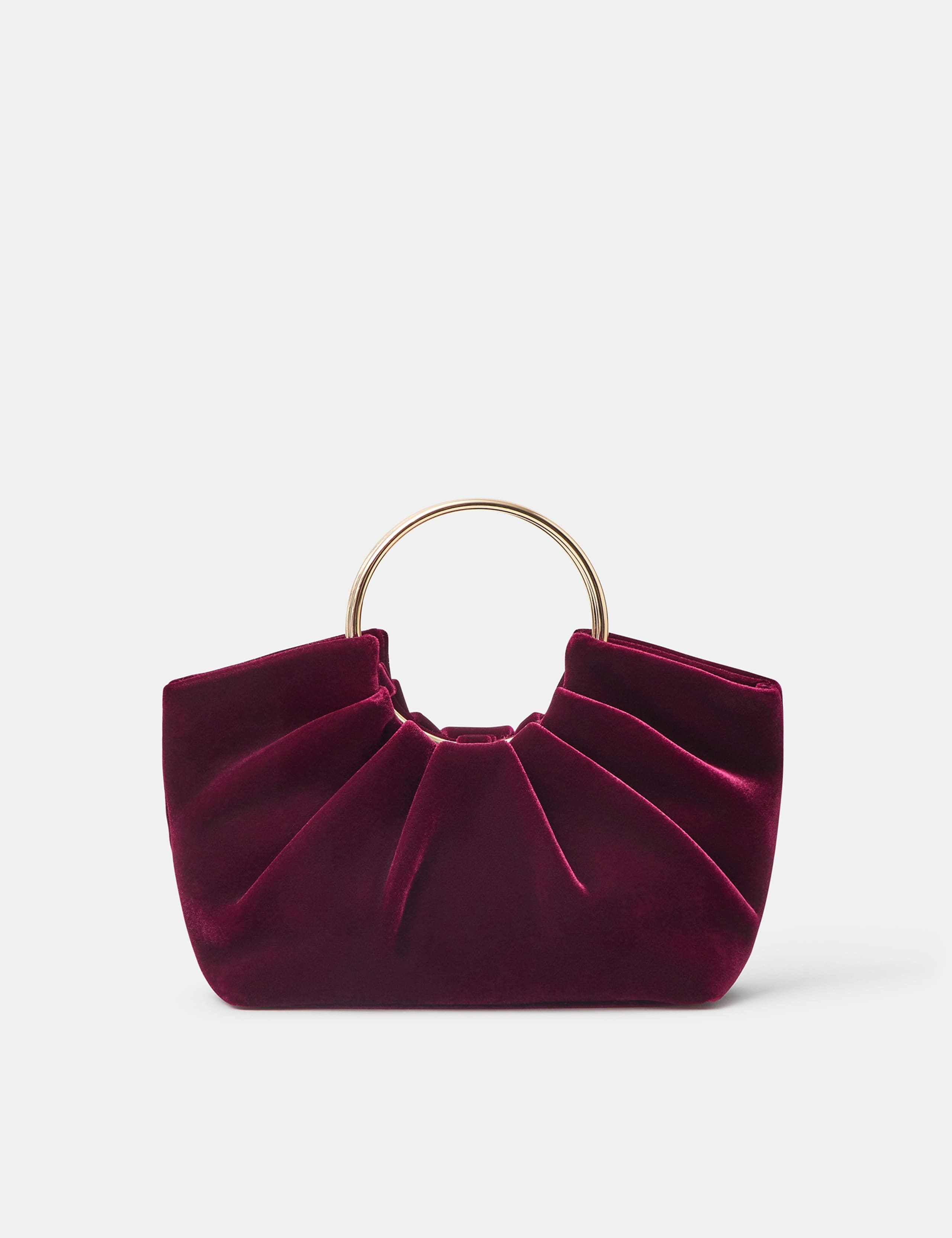 Ruched Ring Detail Velvet Clutch Bag 1 of 4