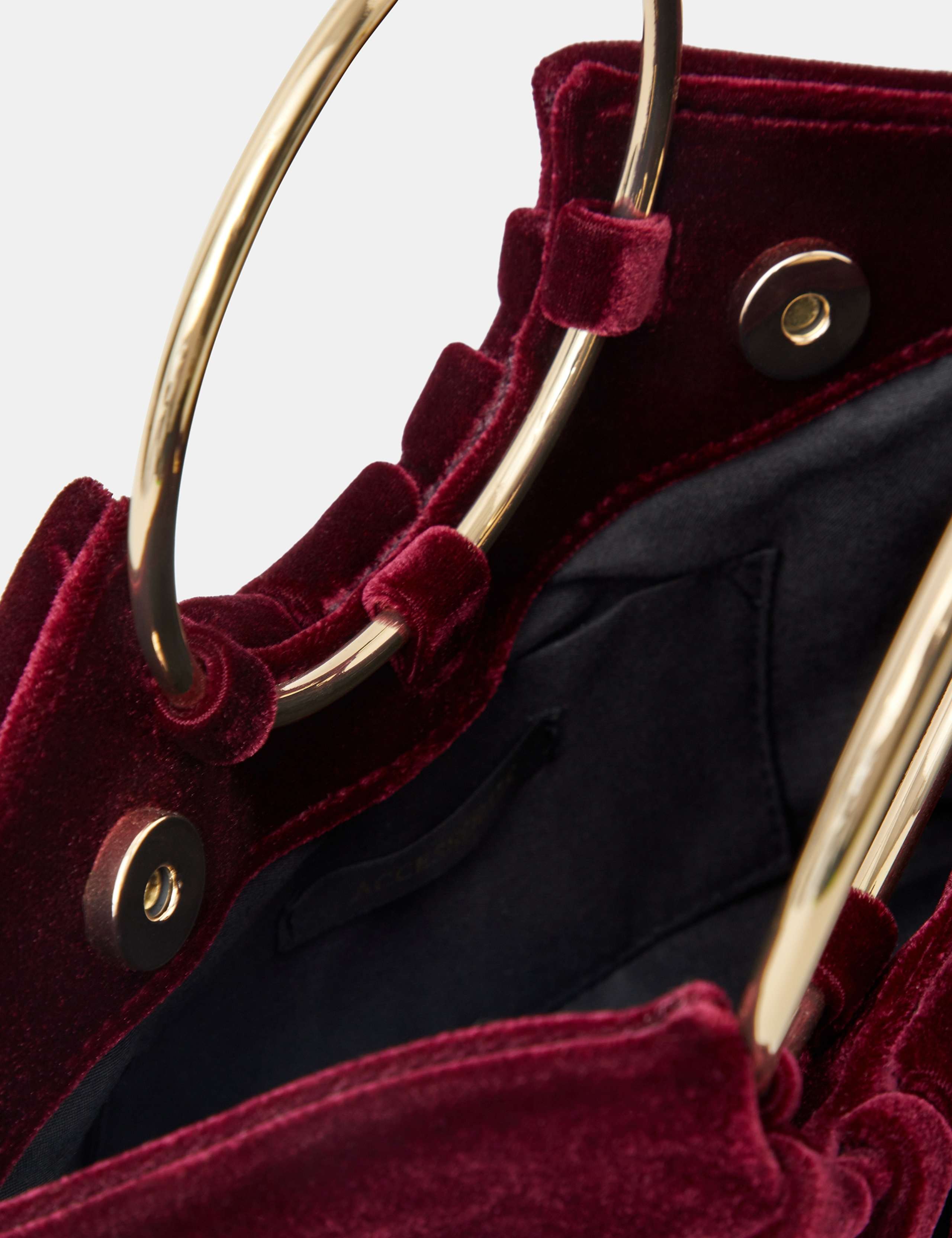 Ruched Ring Detail Velvet Clutch Bag 3 of 4