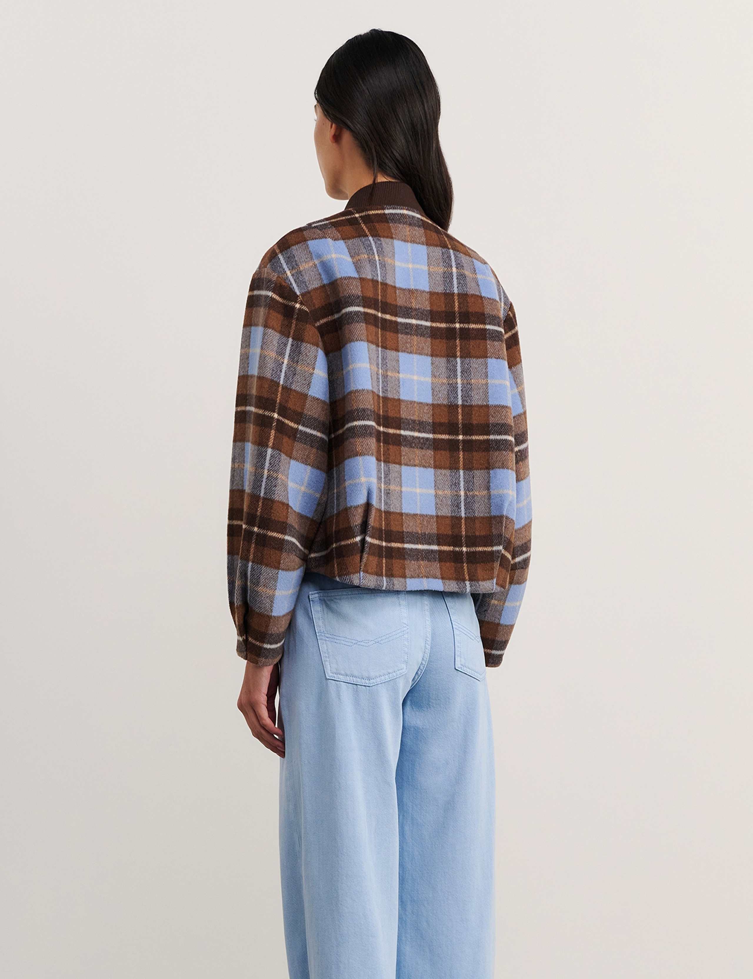 Wool Blend Checked Bomber Jacket 4 of 6