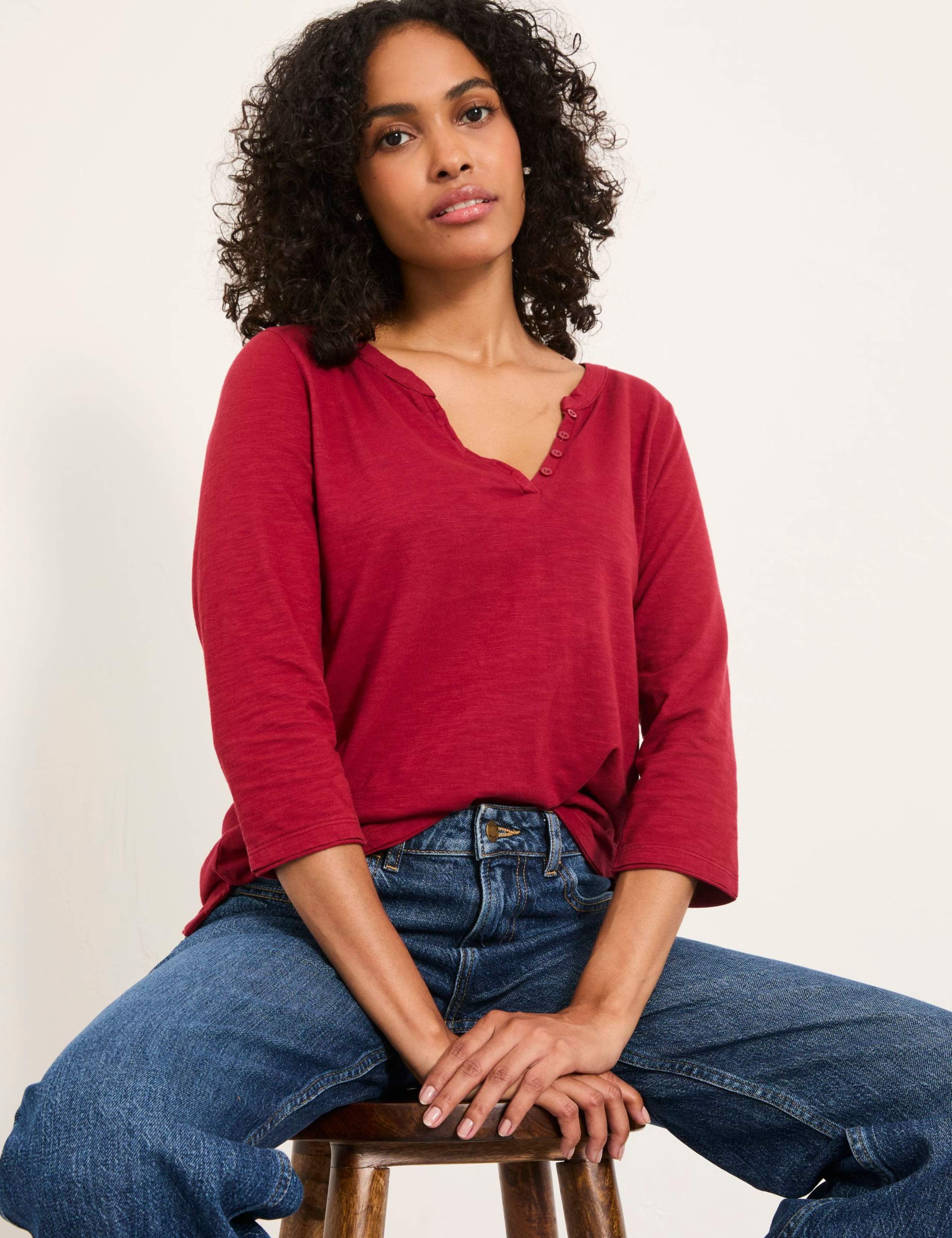 Pure Cotton Notch Neck T-Shirt 3 of 5