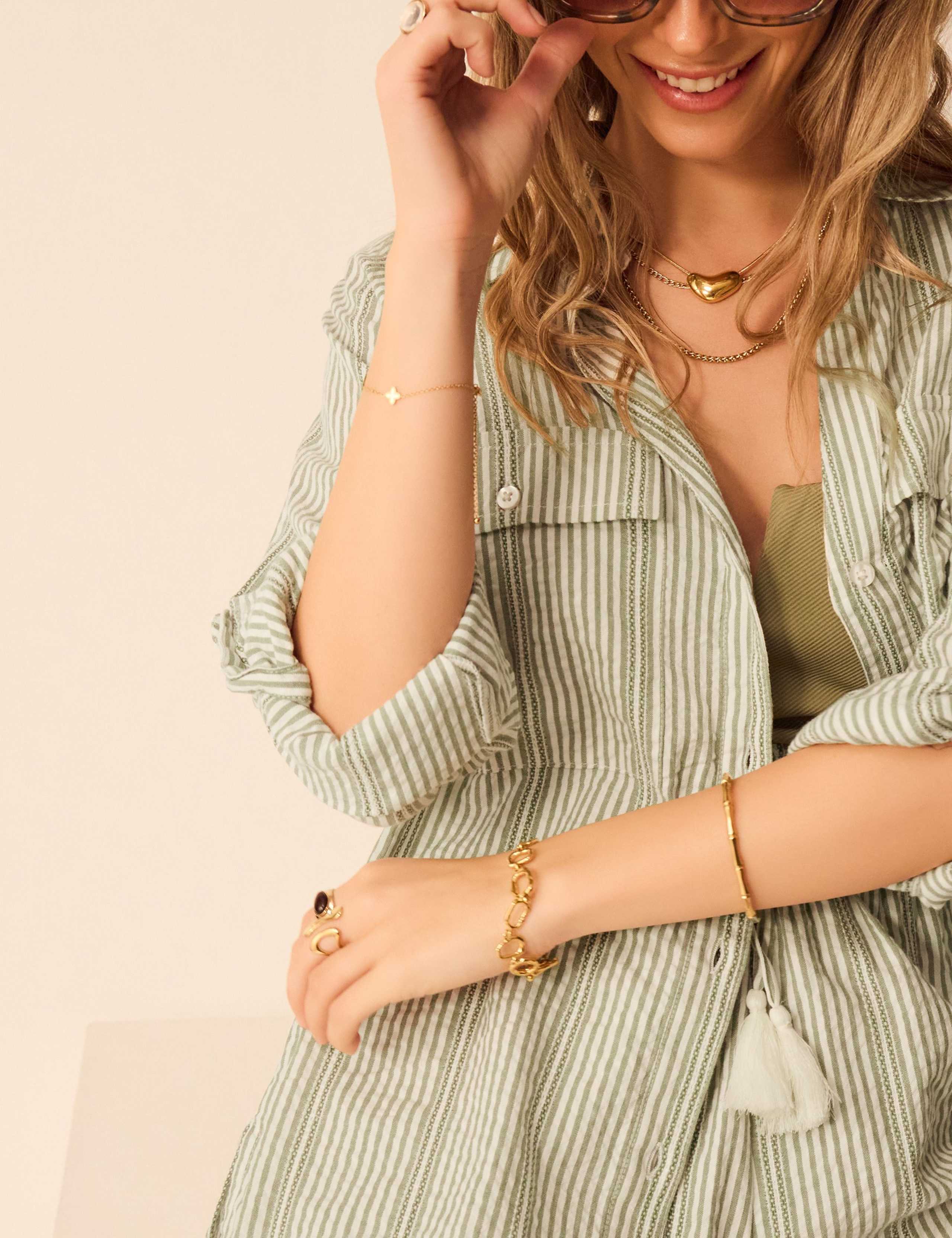 Pure Cotton Striped Longline Beach Shirt 3 of 3