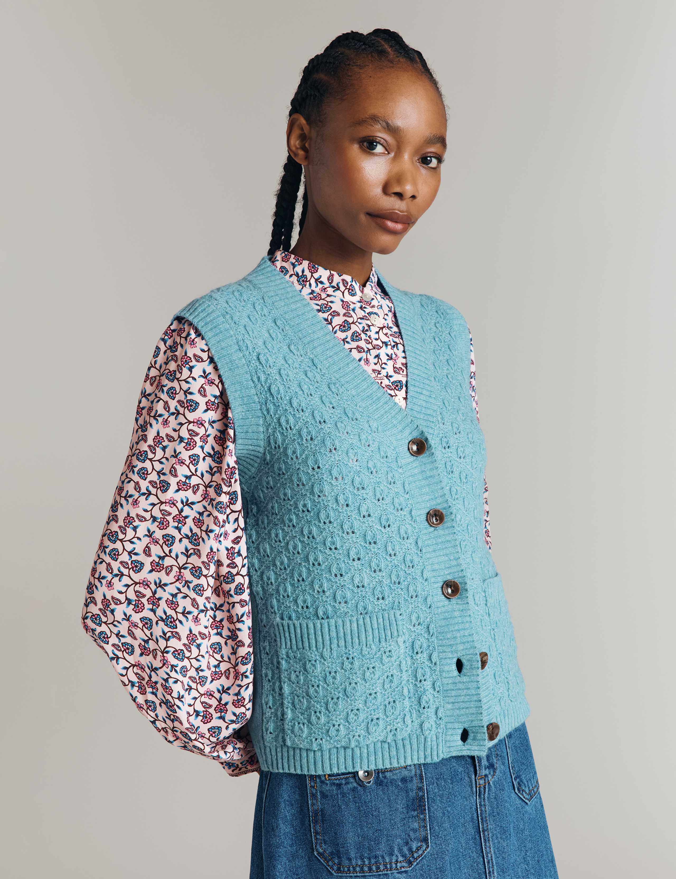 Wool Rich Textured Knitted Vest 4 of 5