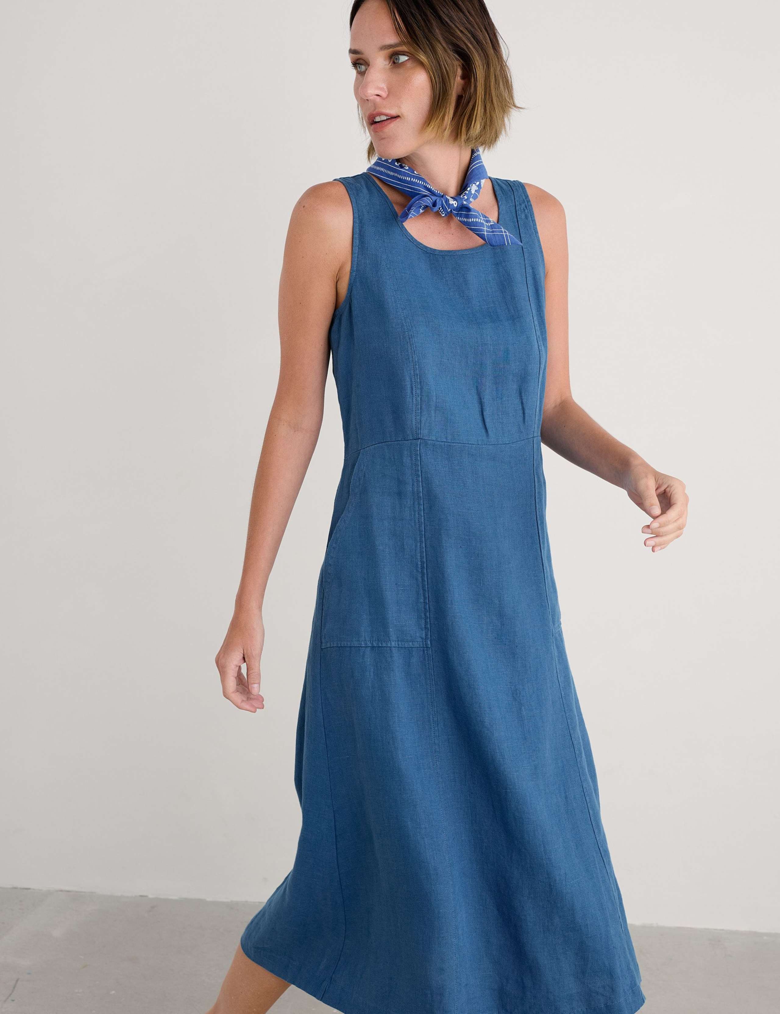 Pure Linen Midi Relaxed Waisted Dress 4 of 4