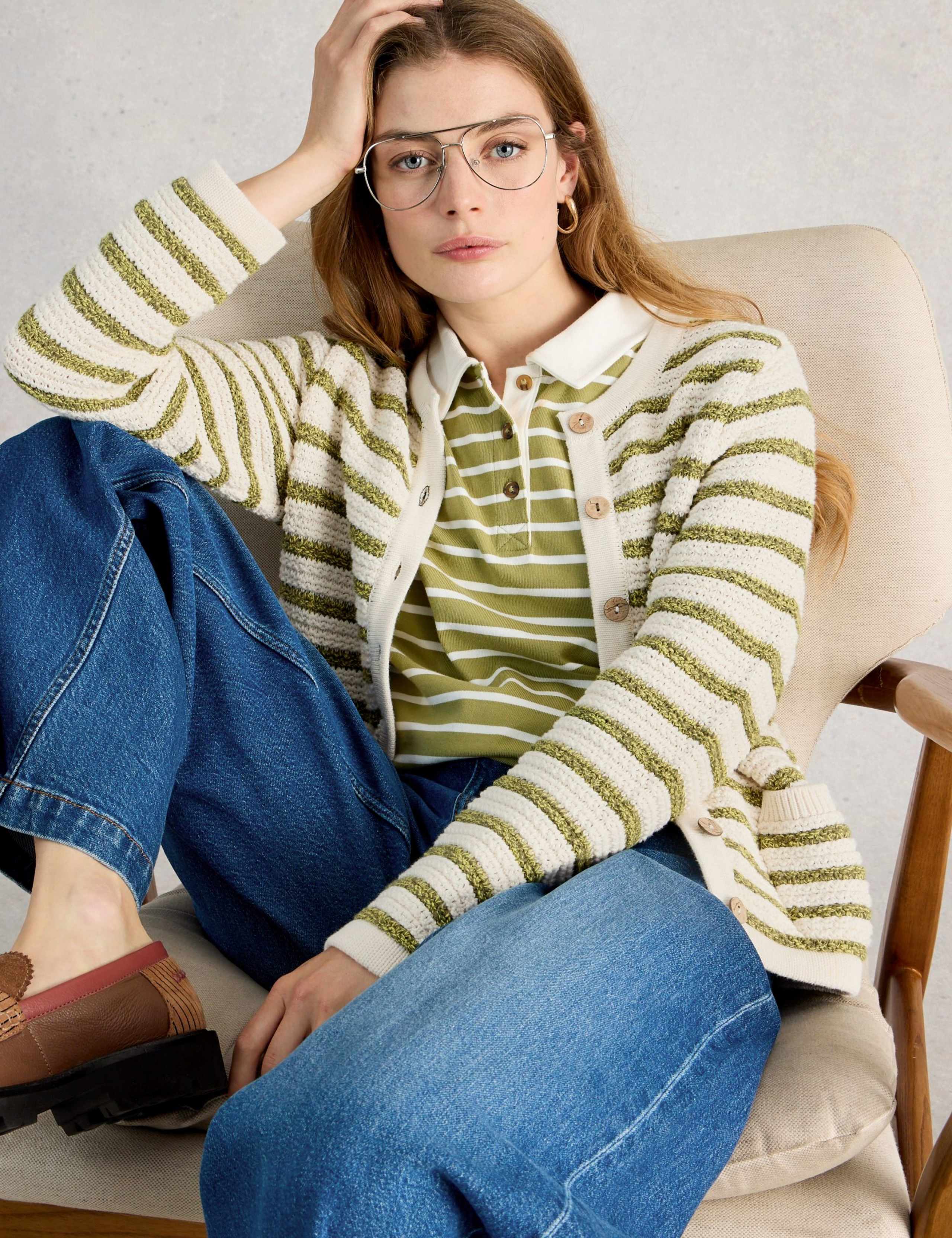 Pure Cotton Striped Cardigan 3 of 6