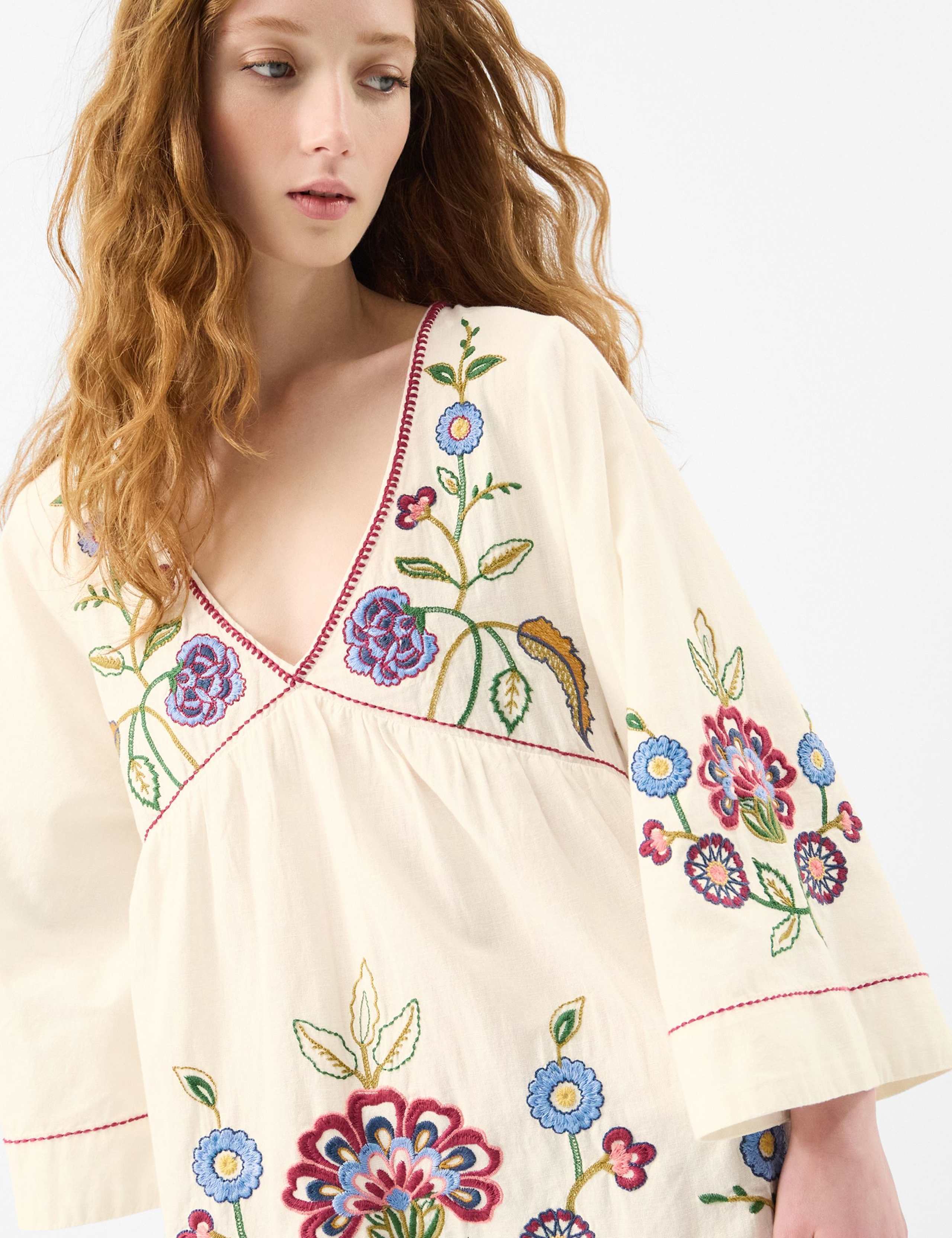 Cotton Rich Embroidered Mini Beach Dress 3 of 4