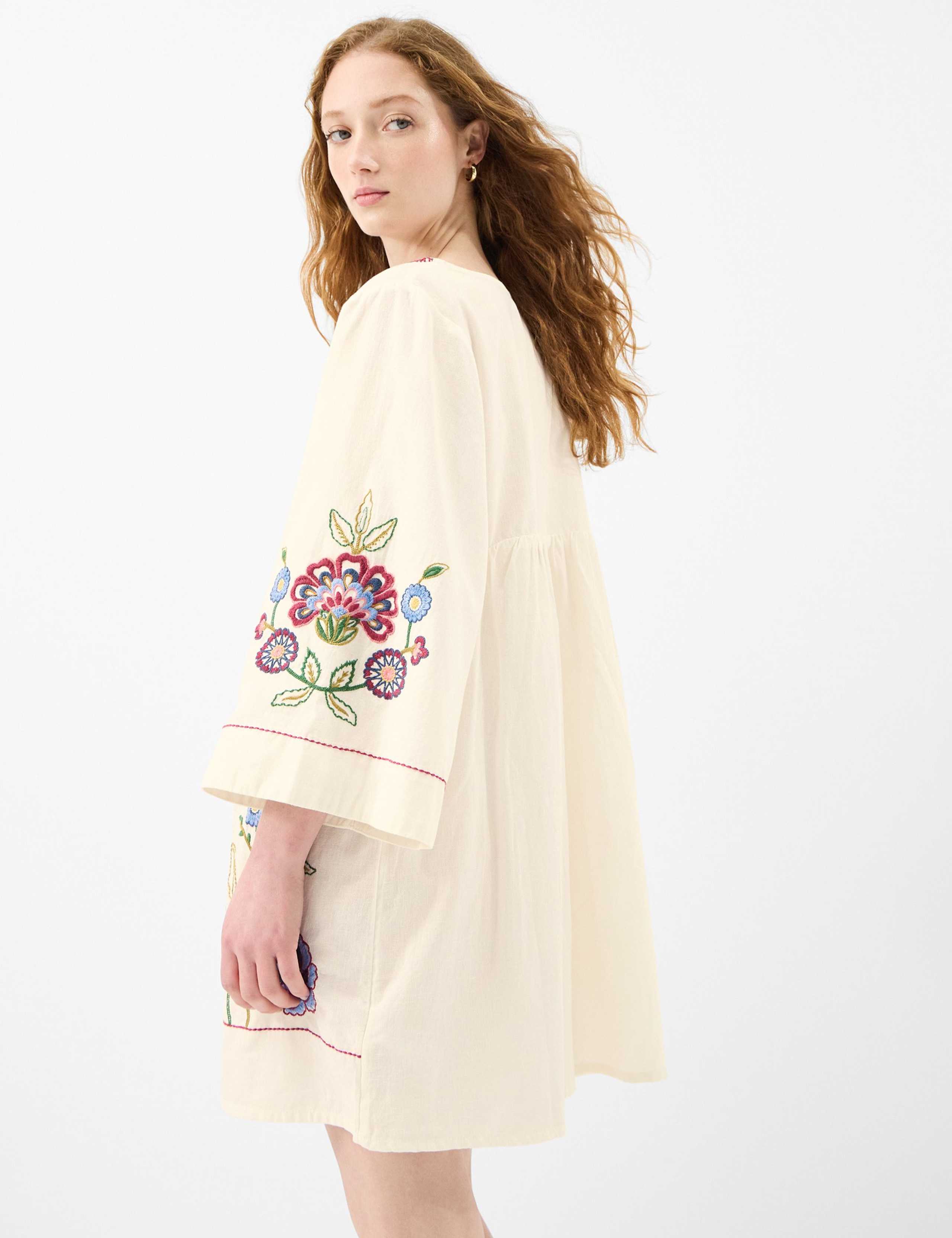 Cotton Rich Embroidered Mini Beach Dress 4 of 4