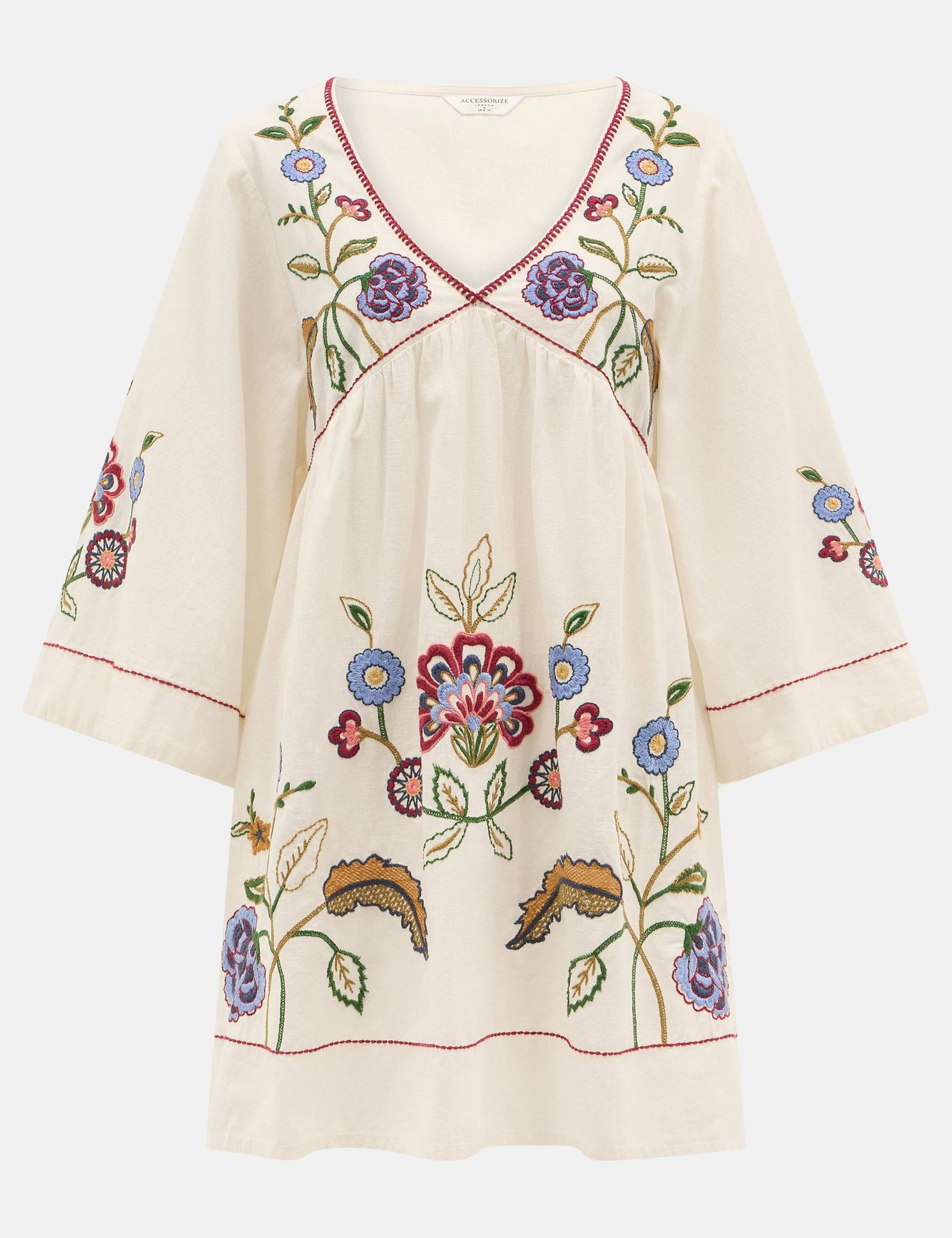 Cotton Rich Embroidered Mini Beach Dress 2 of 4