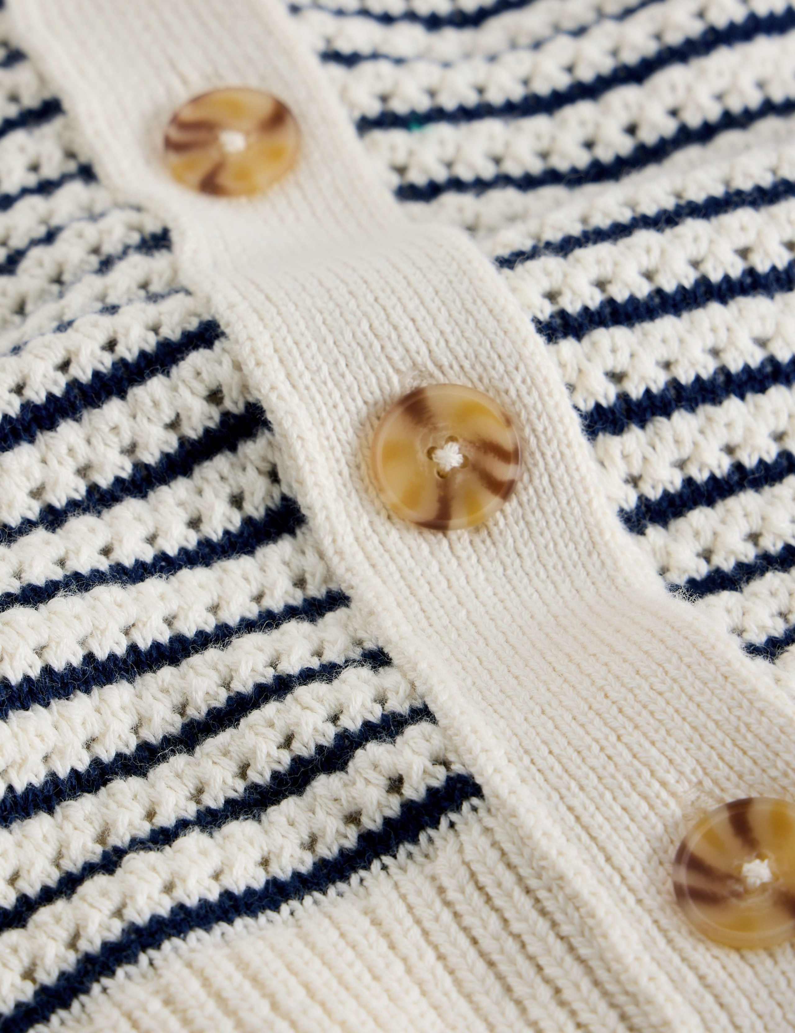 Pure Cotton Stripe Collared Cardigan 6 of 6