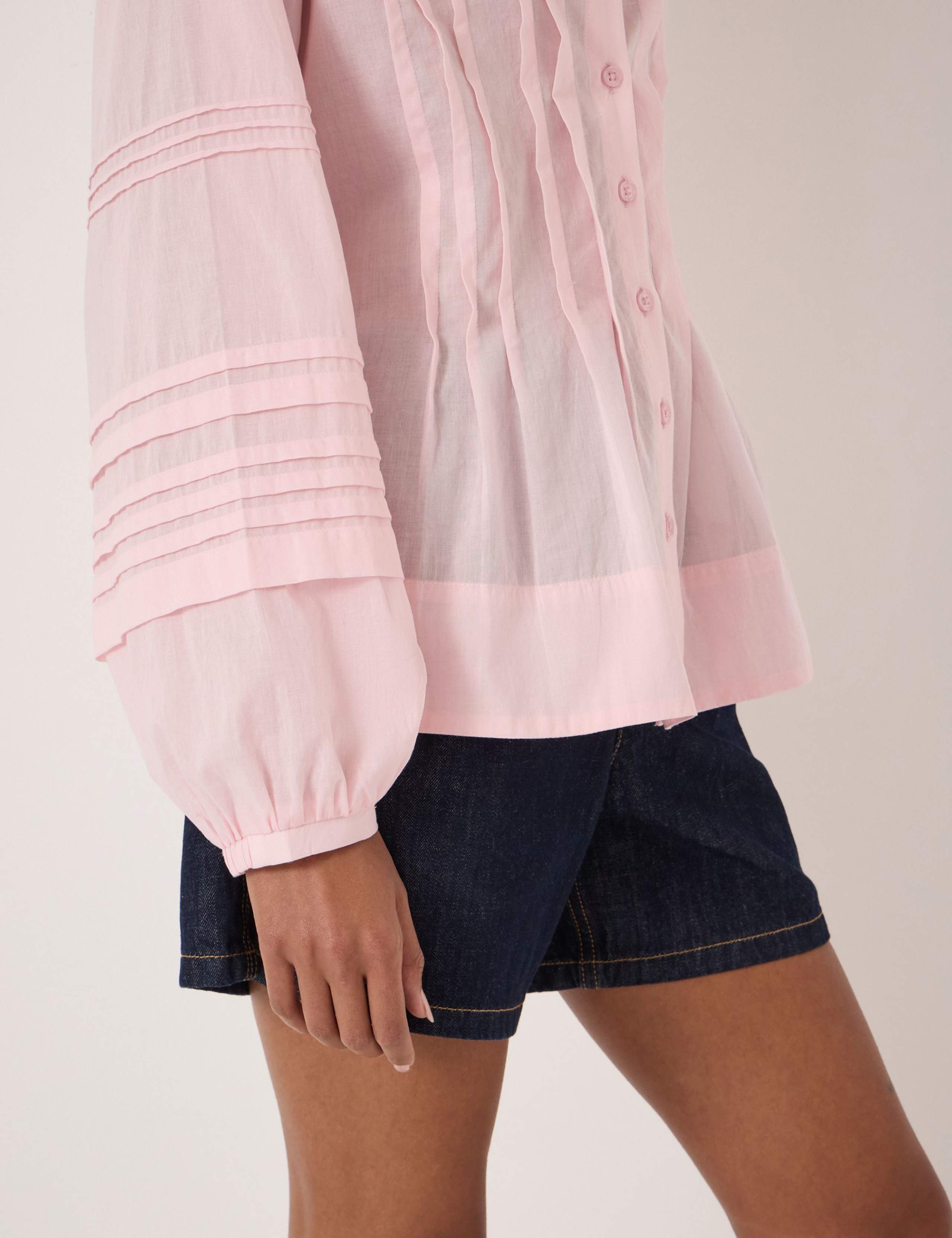 Pure Cotton Pintuck Detail Blouse 5 of 5
