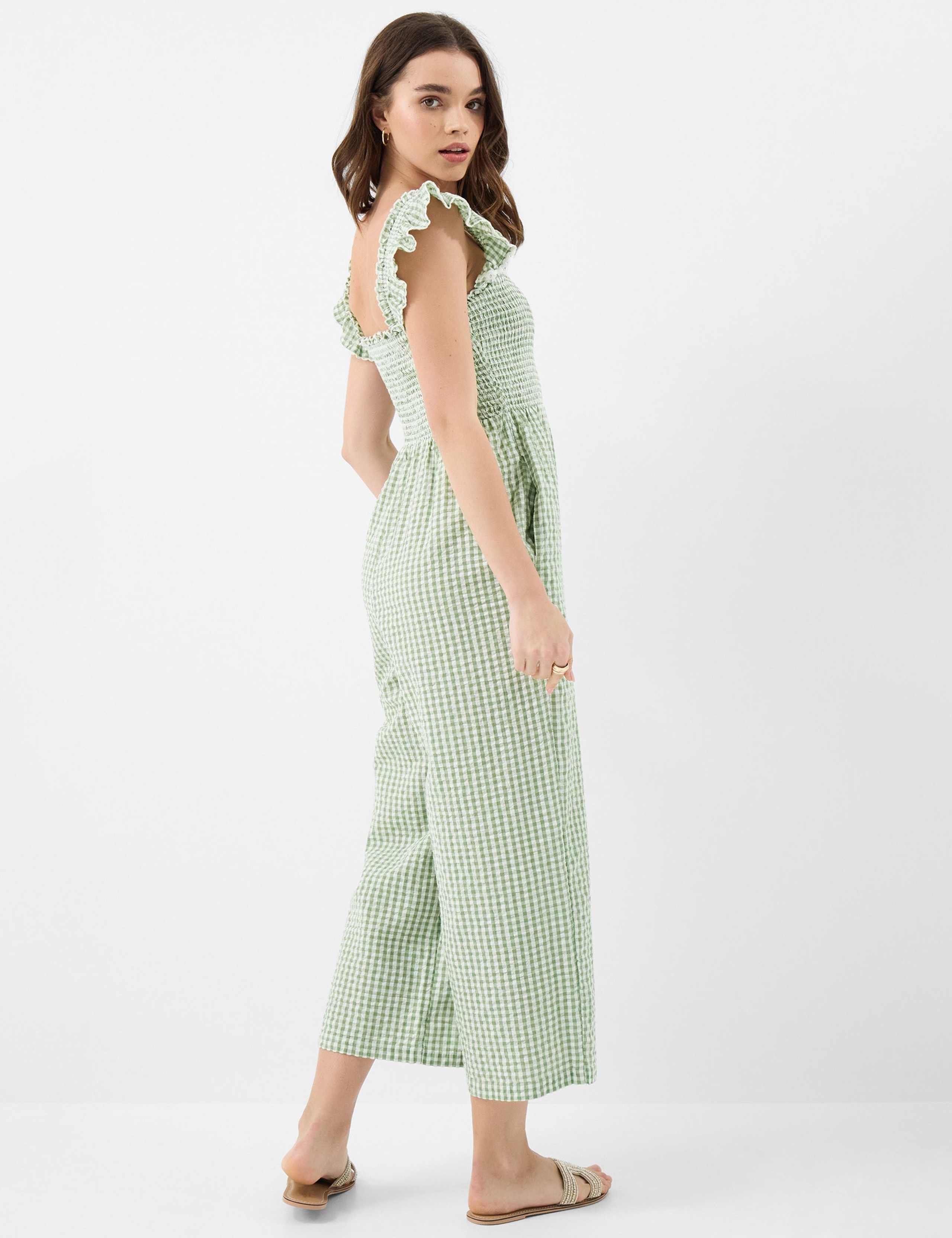 Pure Cotton Gingham Frill Detail Jumpsuit 4 of 4