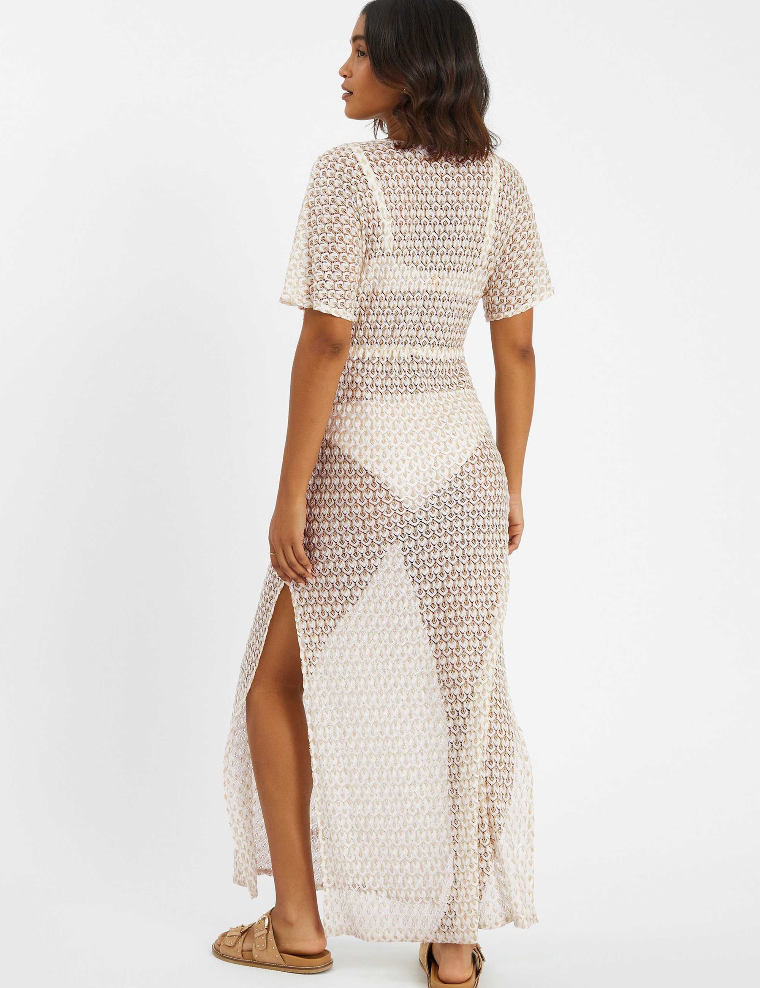 Metallic Knitted V-Neck Maxi Kaftan 3 of 5