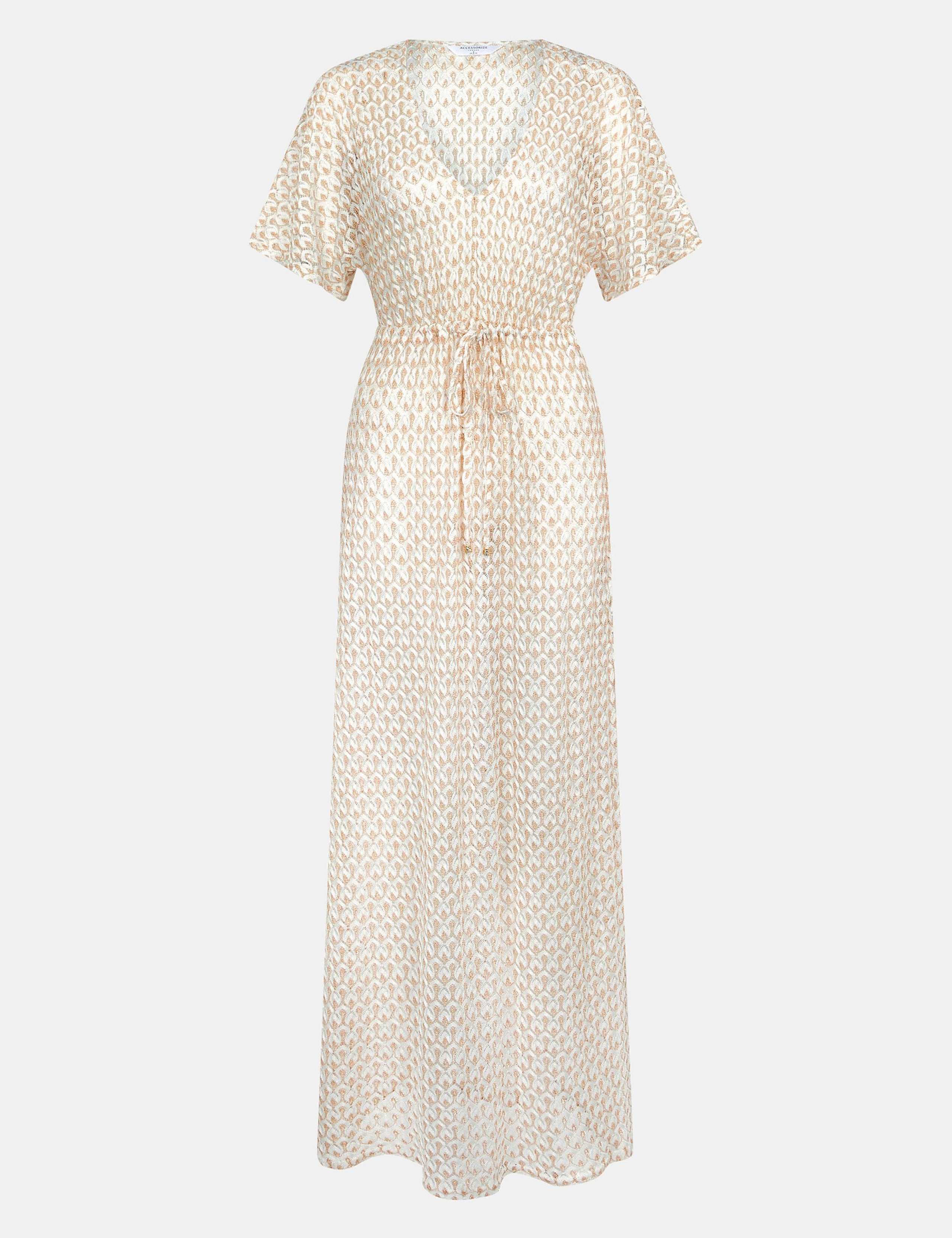 Metallic Knitted V-Neck Maxi Kaftan 2 of 5