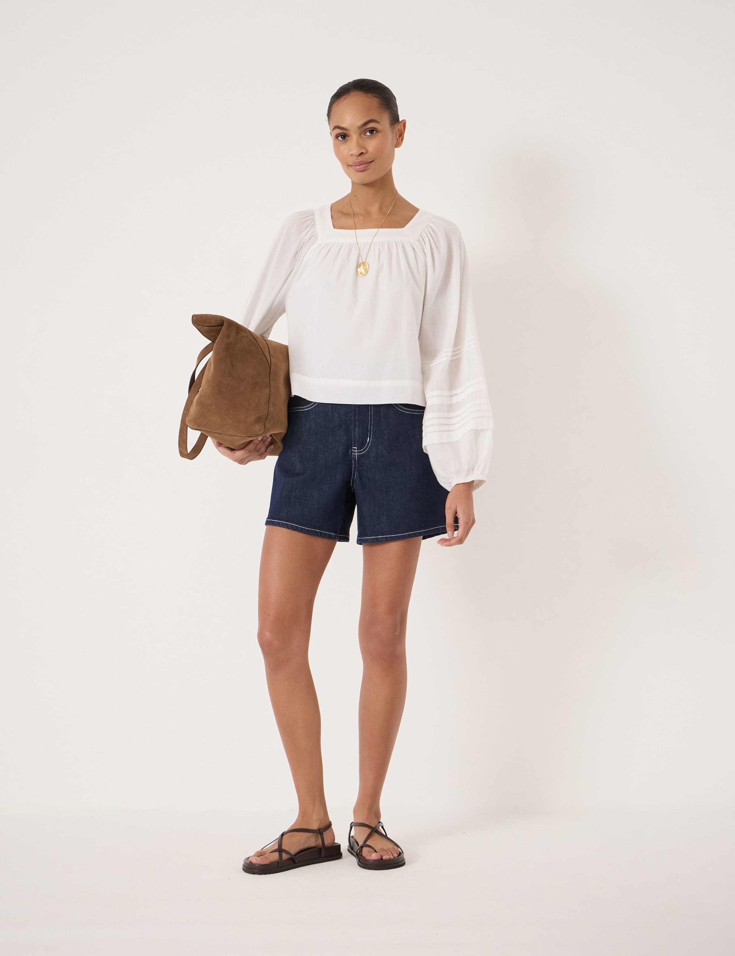 Pure Cotton Square Neckline Blouse 3 of 5