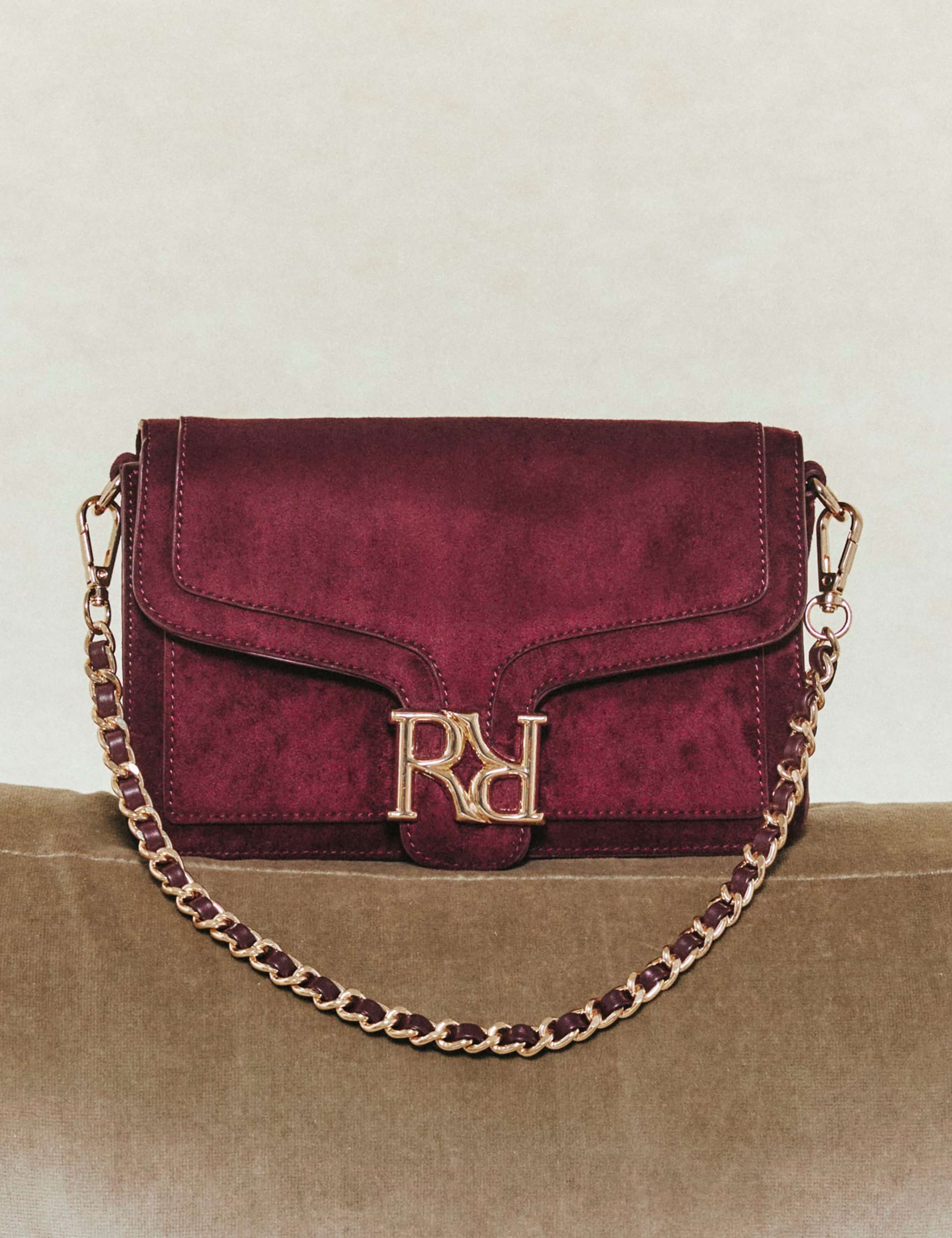 Faux Suede Flap Front Shoulder Bag 1 of 4