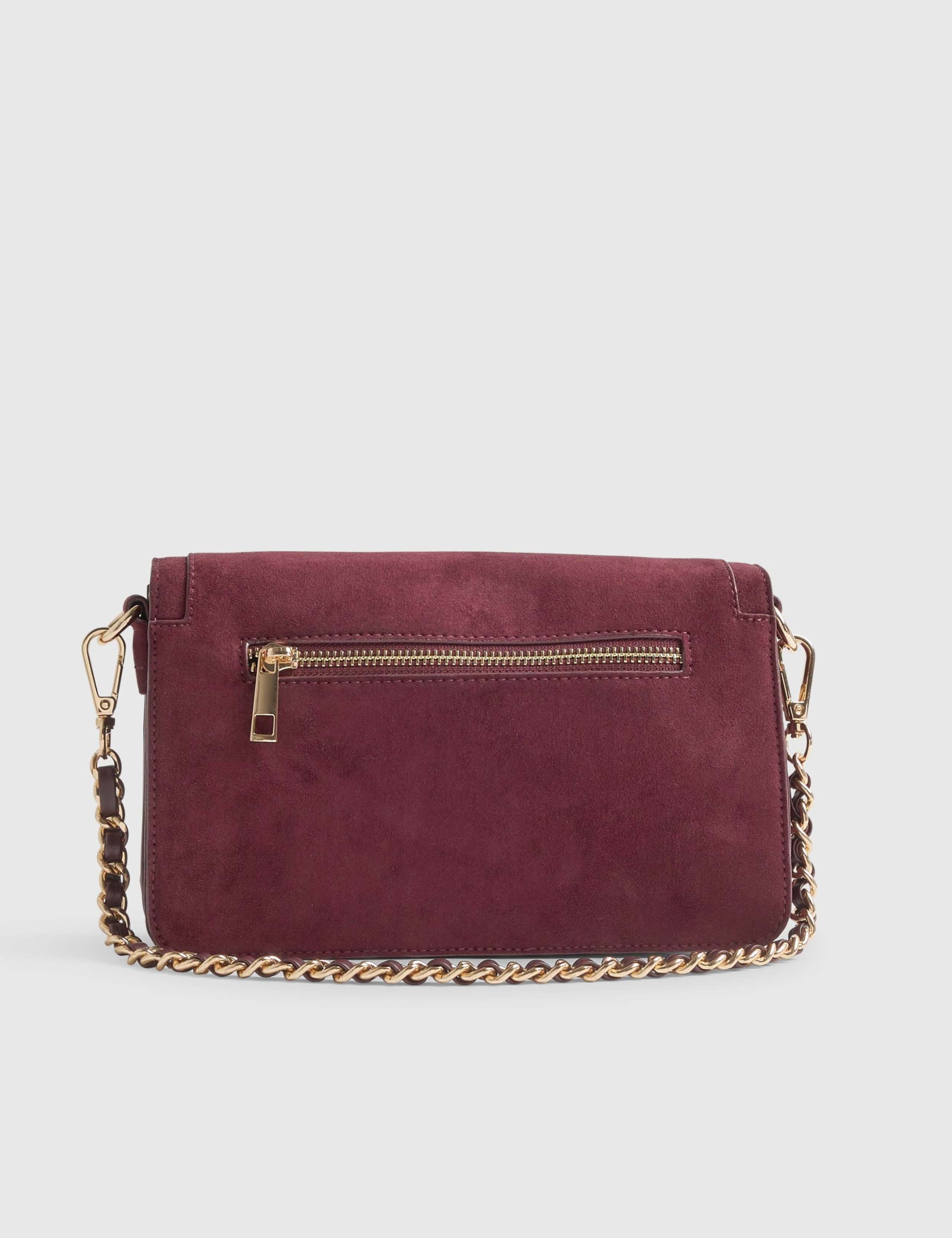 Faux Suede Flap Front Shoulder Bag 3 of 4