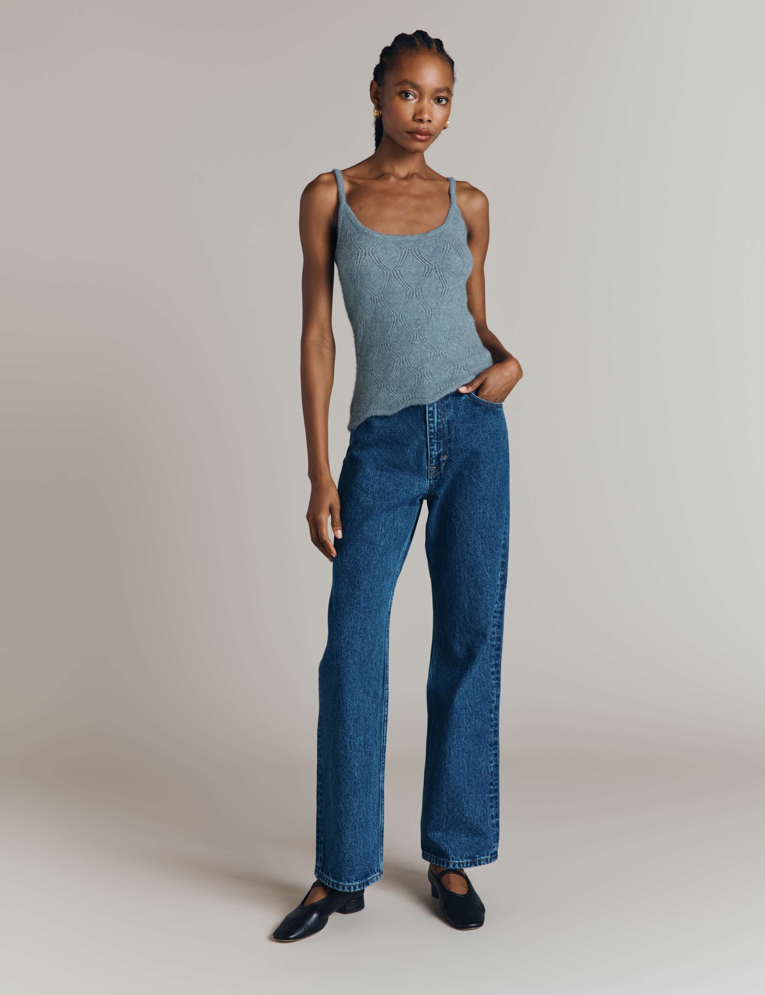 Pointelle Scoop Neck Cami Top with Wool 3 of 3