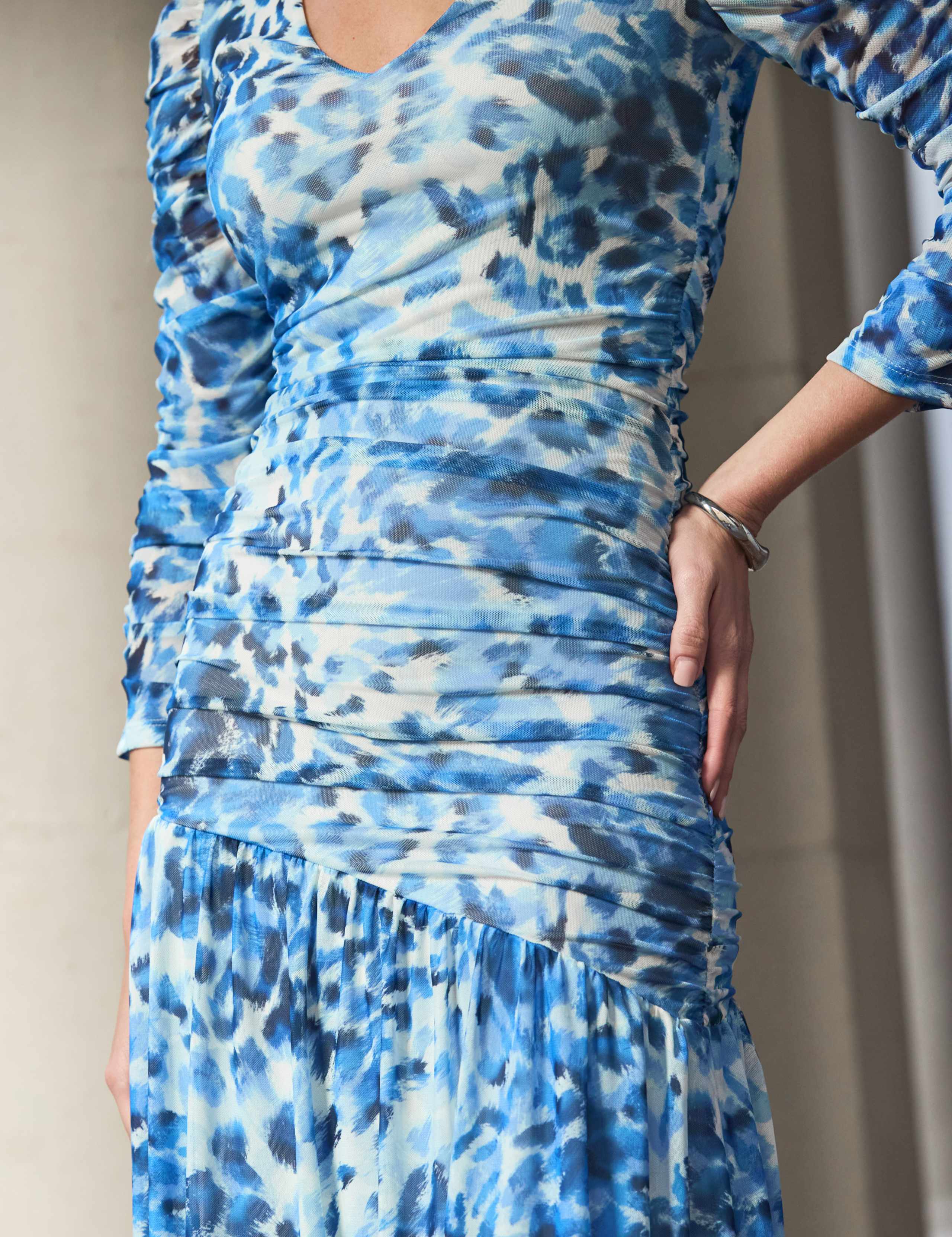 Animal Print Ruched Midi Skater Dress 5 of 5