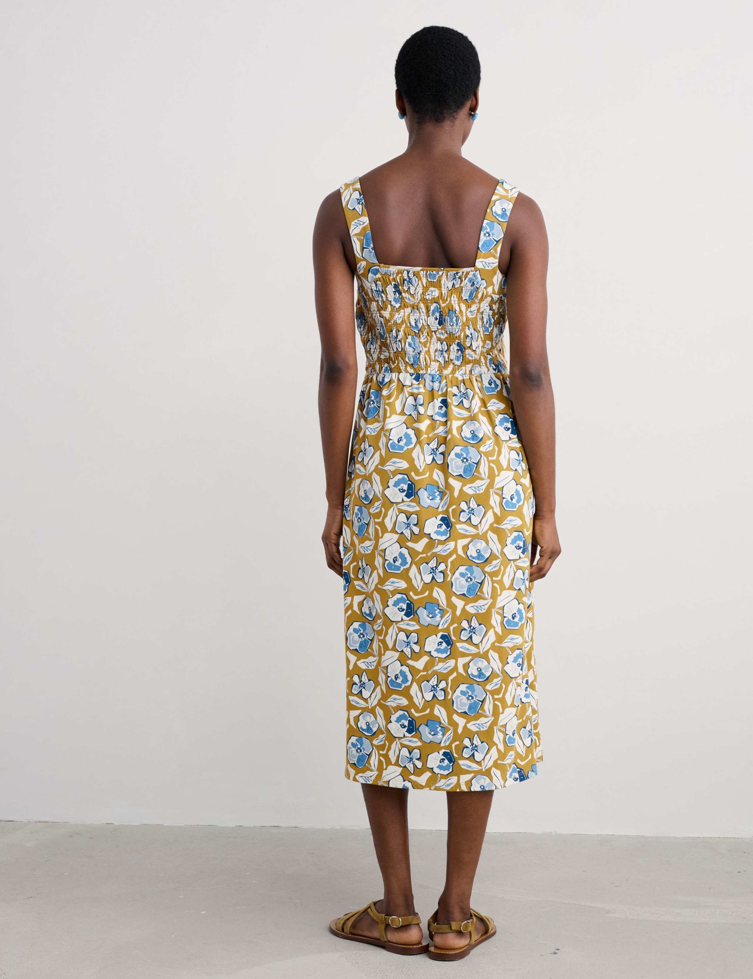 Cotton Rich Floral Square Neck Midi Dress 4 of 4
