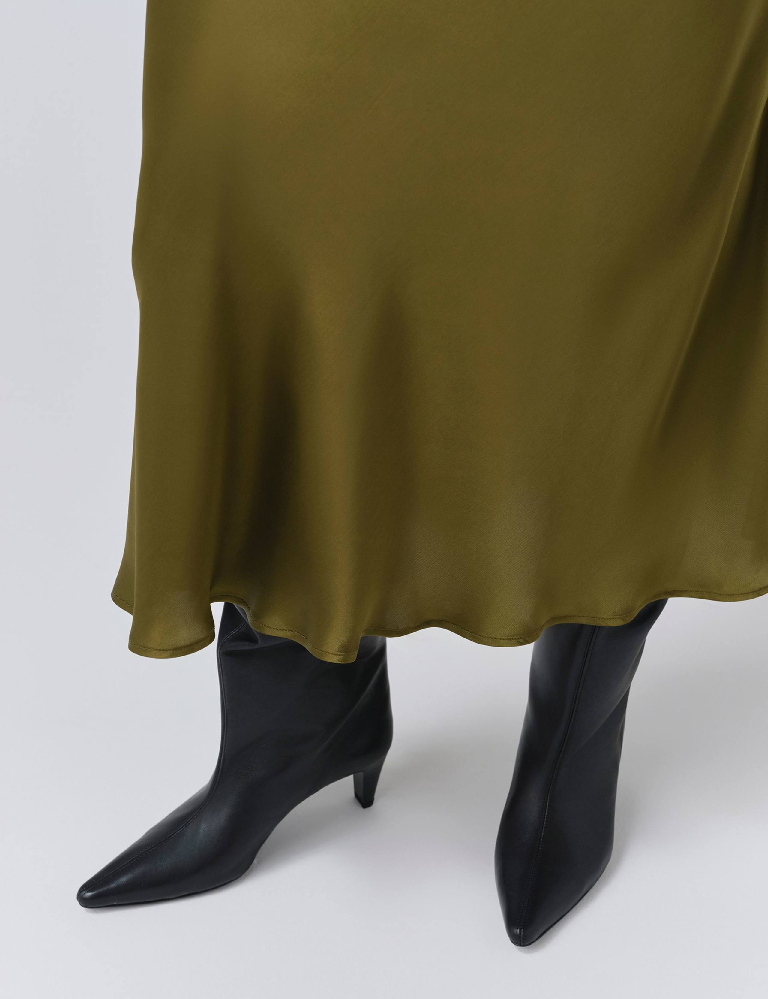 Satin Side Split Midi Slip Skirt 5 of 5