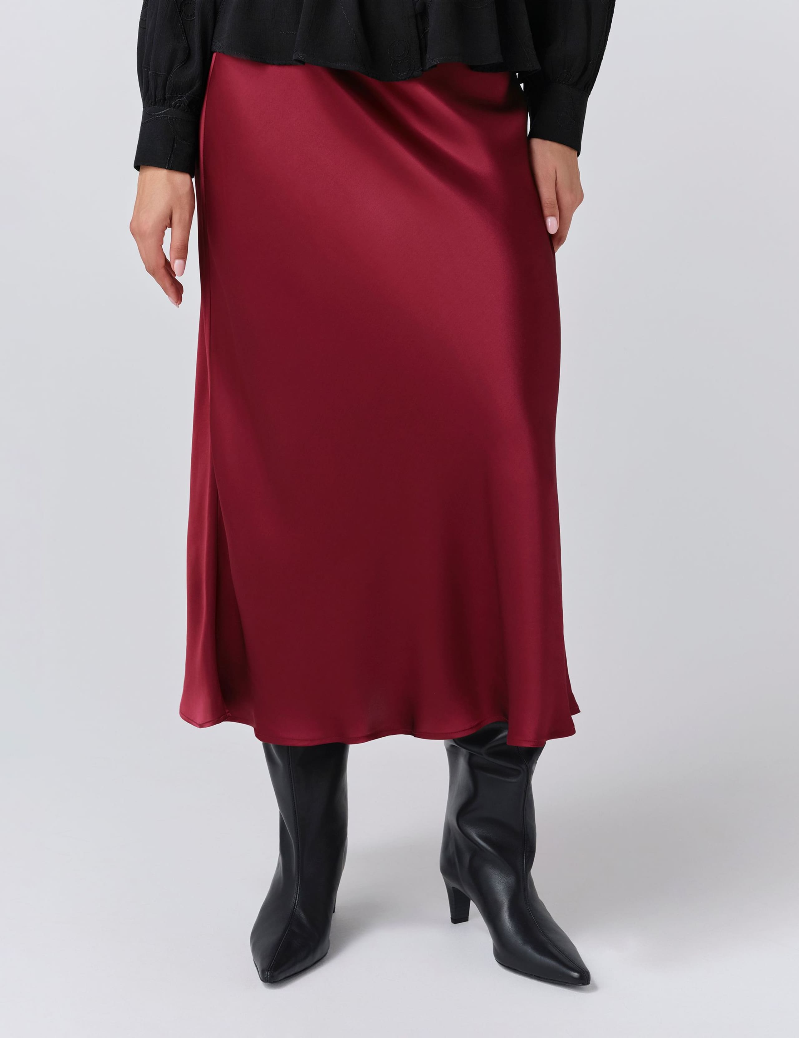 Satin Side Split Midi Slip Skirt 4 of 5
