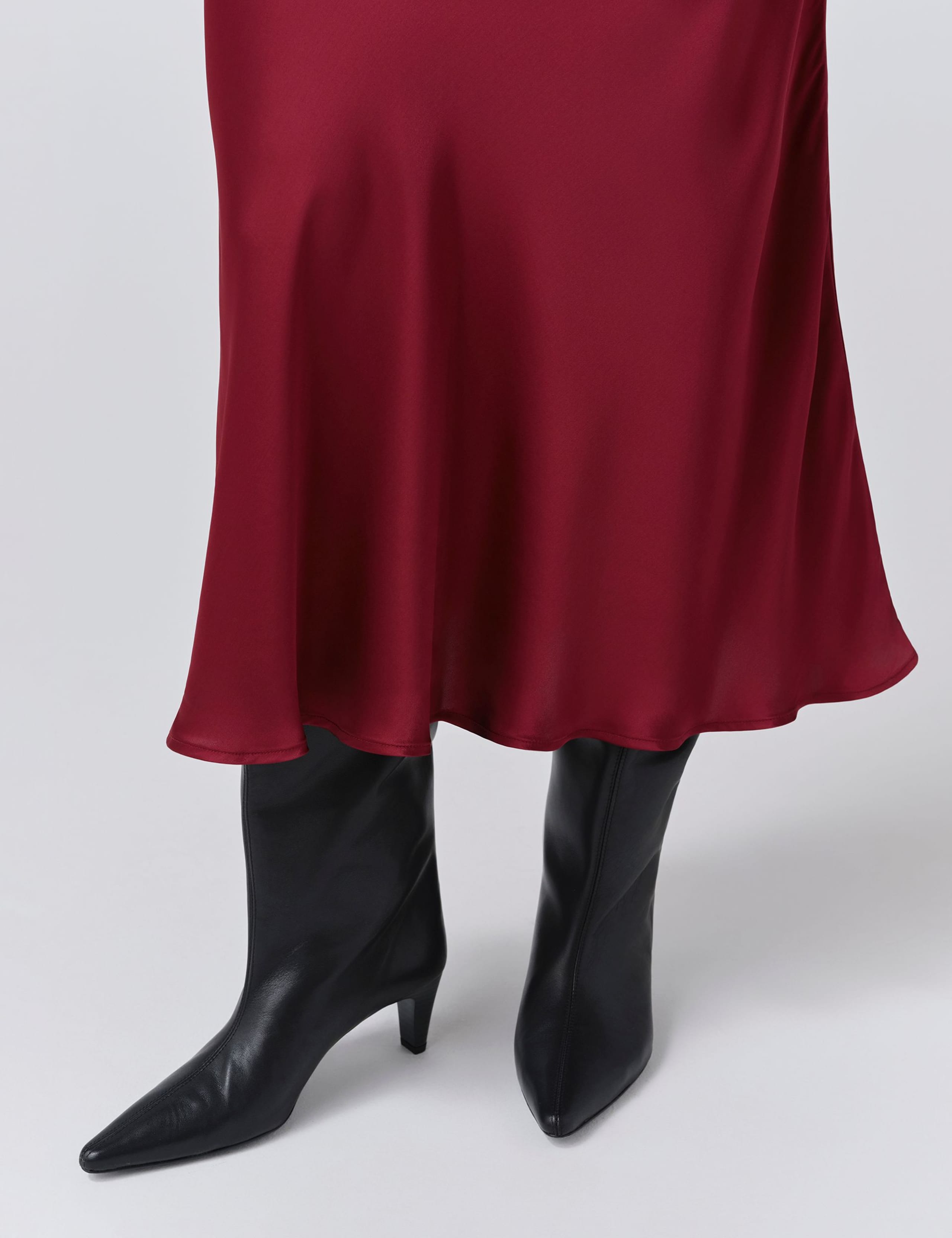 Satin Side Split Midi Slip Skirt 5 of 5