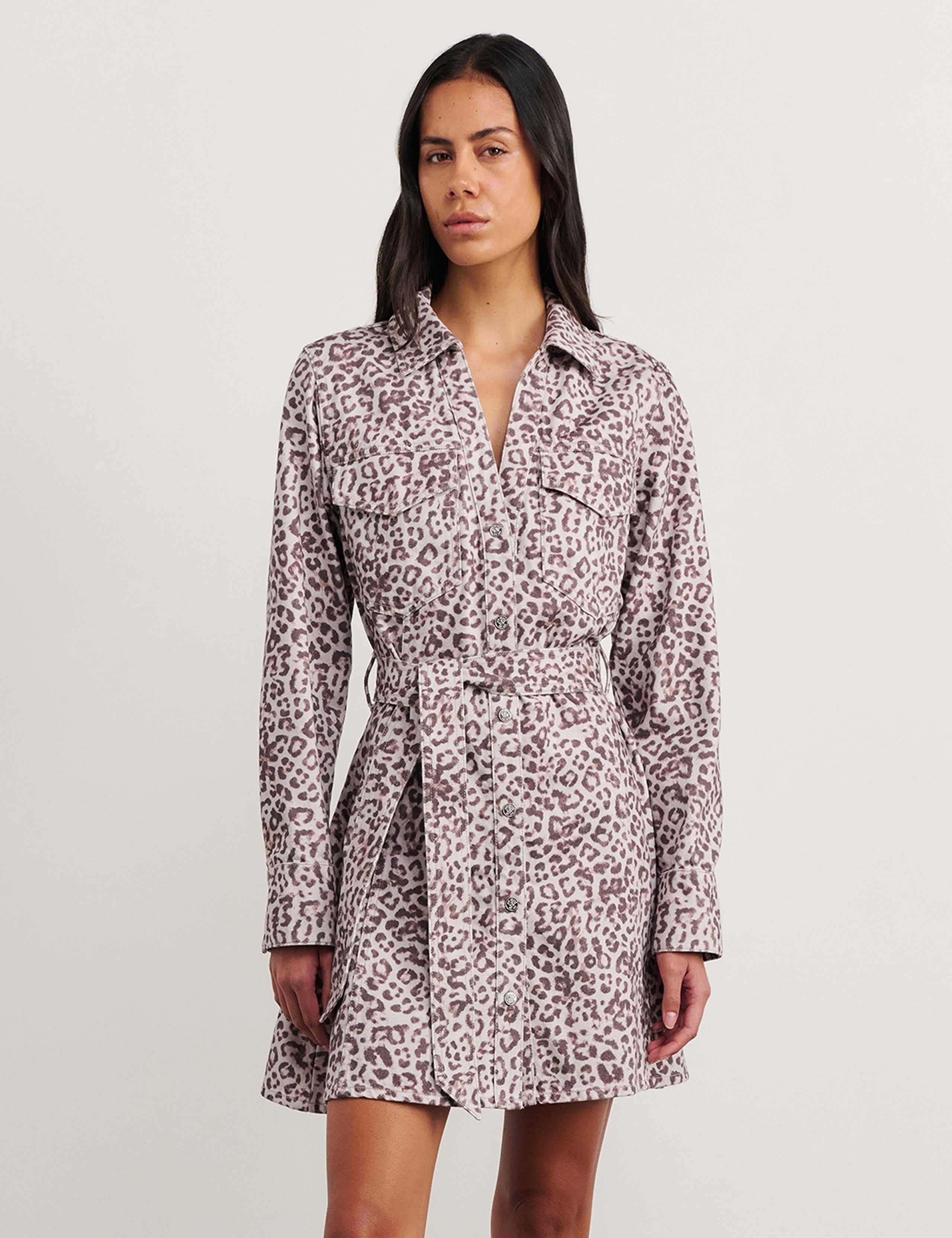 Pure Cotton Animal Print Mini Shirt Dress 2 of 5