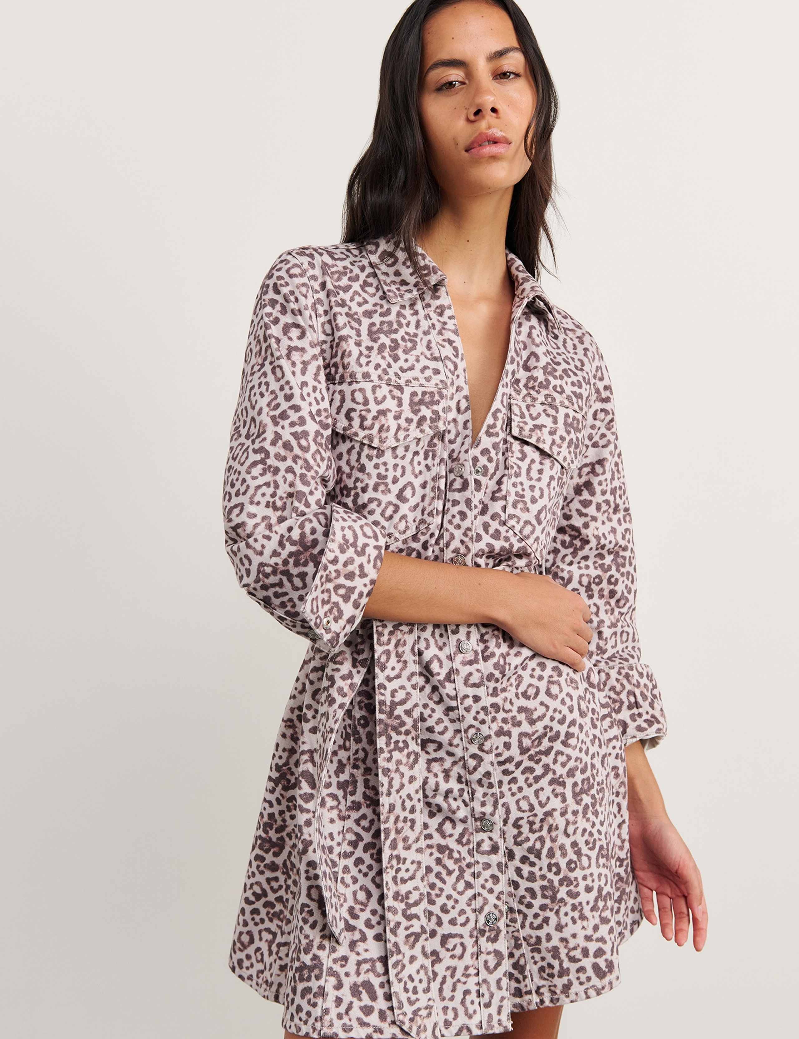 Pure Cotton Animal Print Mini Shirt Dress 4 of 5