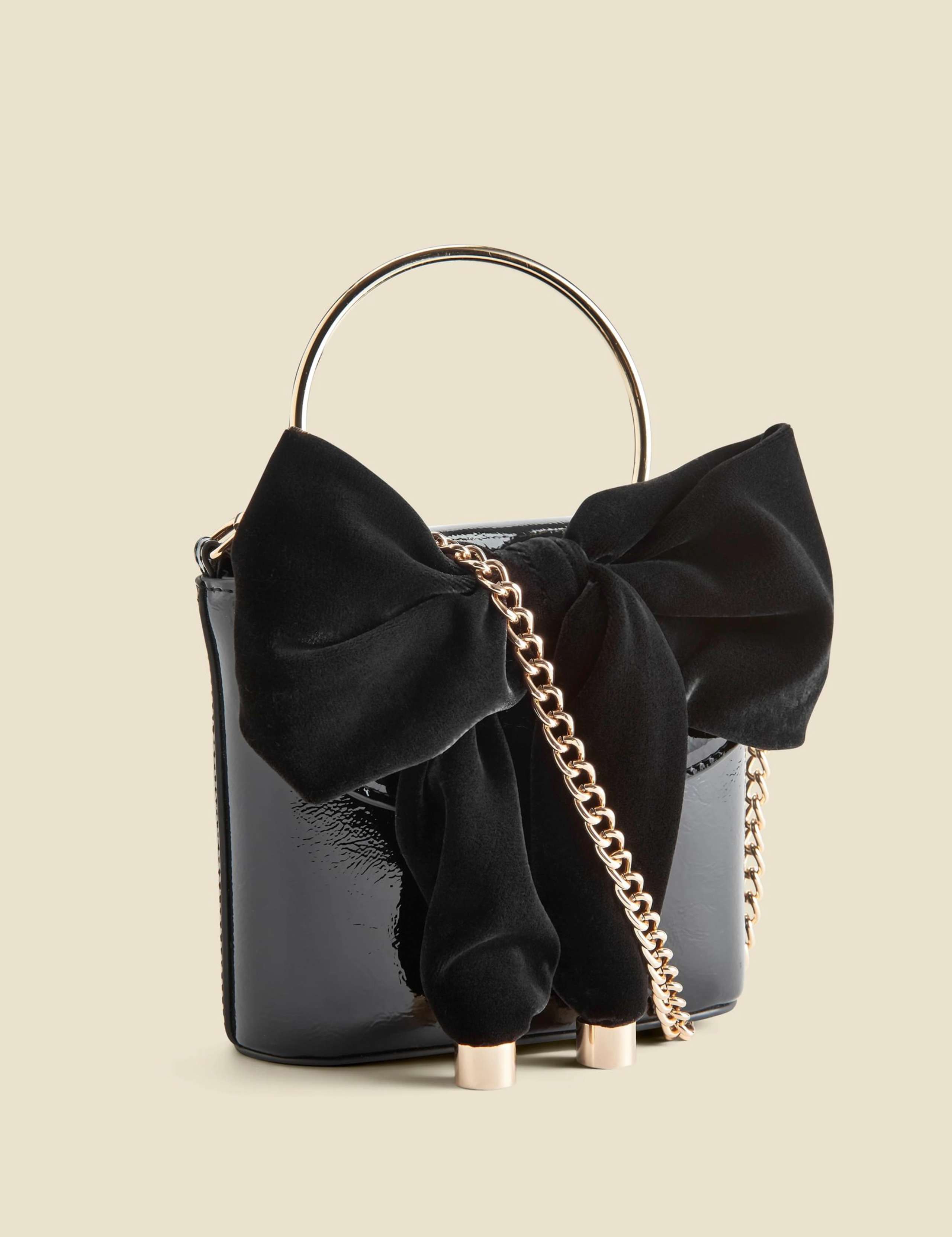 Velvet Bow Detail Clutch Bag 4 of 5