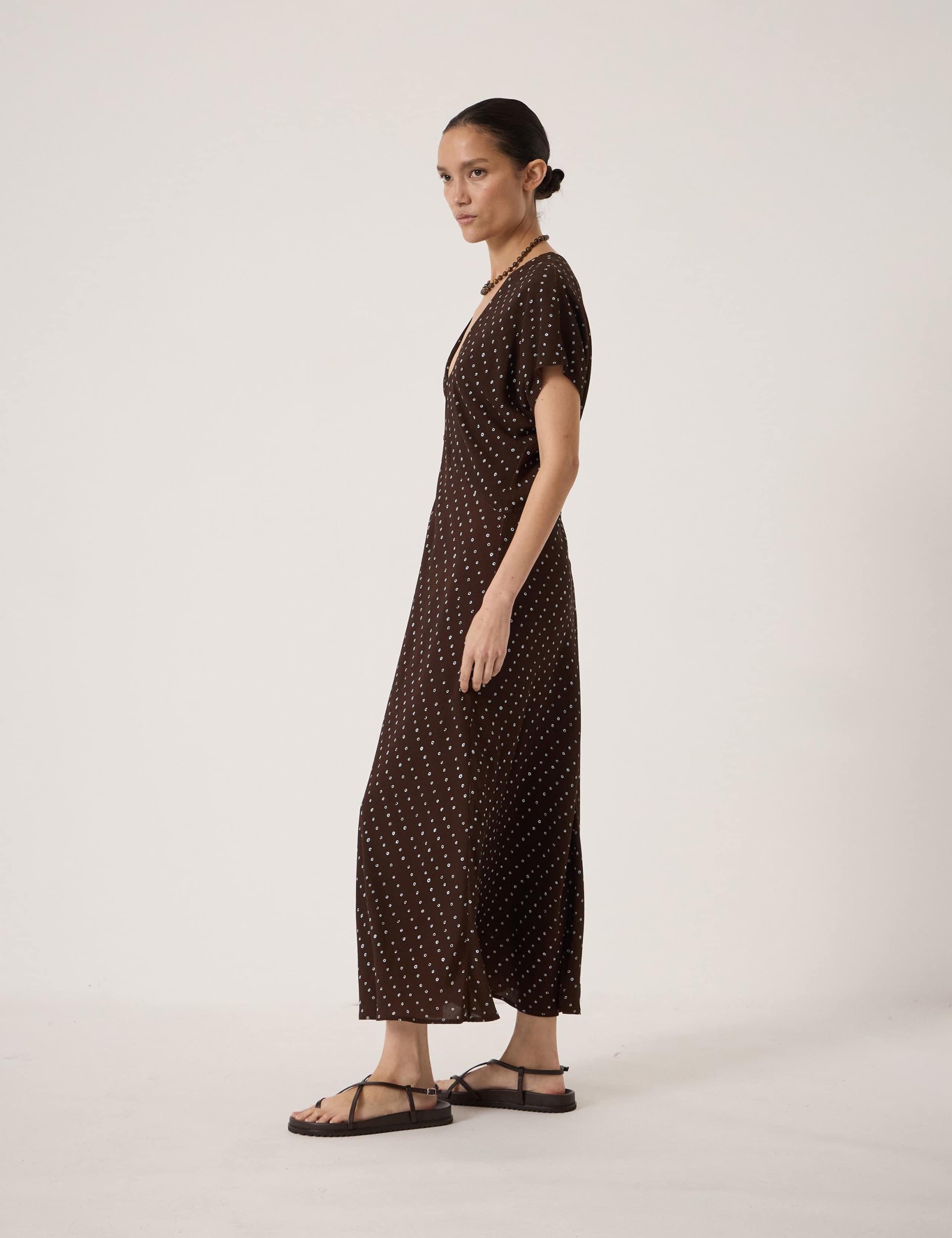 Grace Crepe Air Flow V-Neck Polka Dot Dress 4 of 6