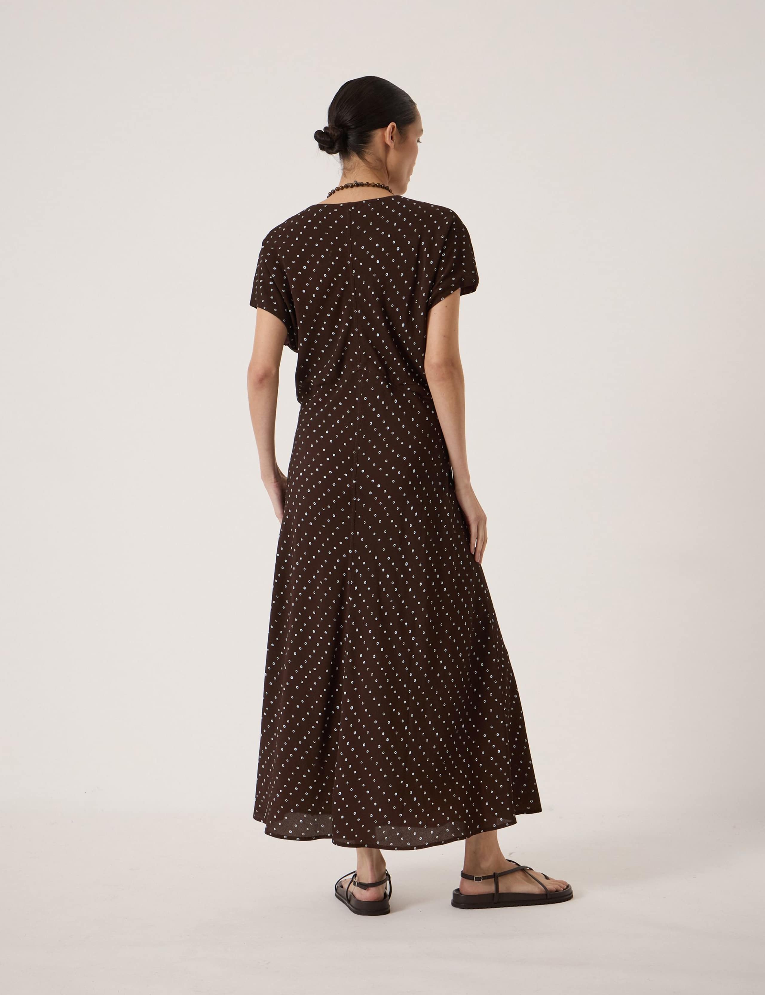 Crepe Polka Dot V-Neck Maxi Tea Dress 5 of 6