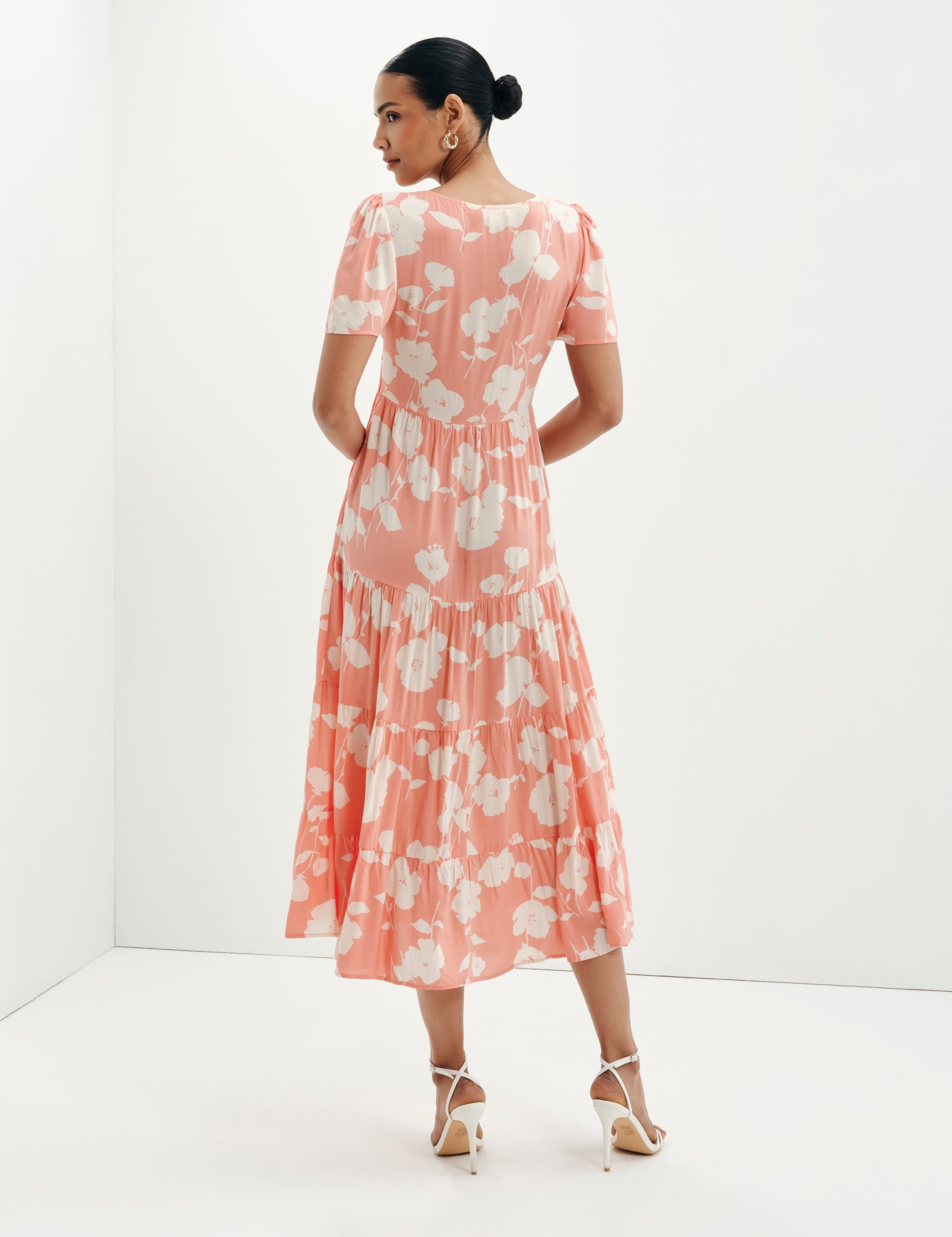 Floral Square Neck Midi Tiered Dress 2 of 9