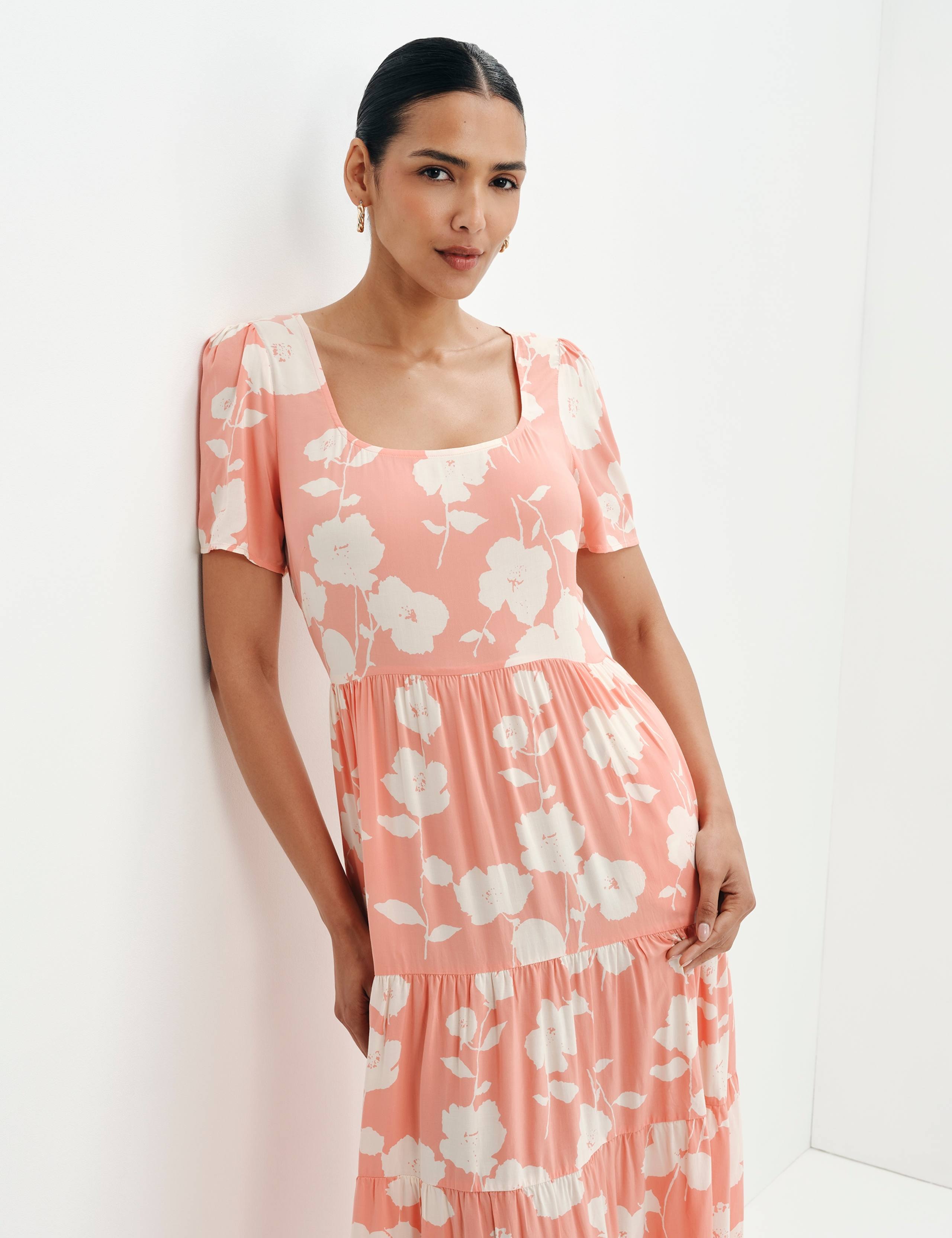 Floral Square Neck Midi Tiered Dress 9 of 9