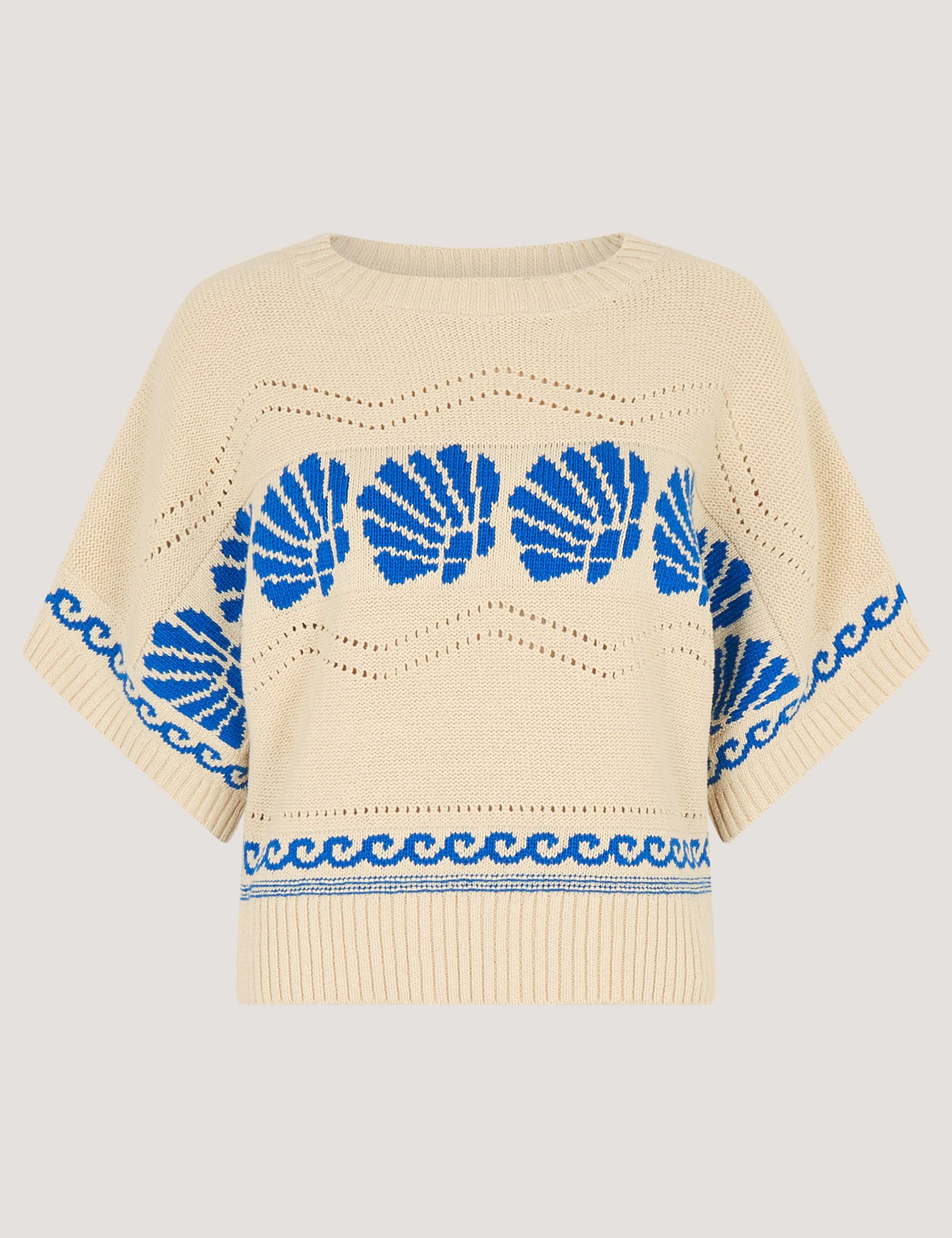 Pure Cotton Seashell Crew Neck Knitted Top 2 of 5