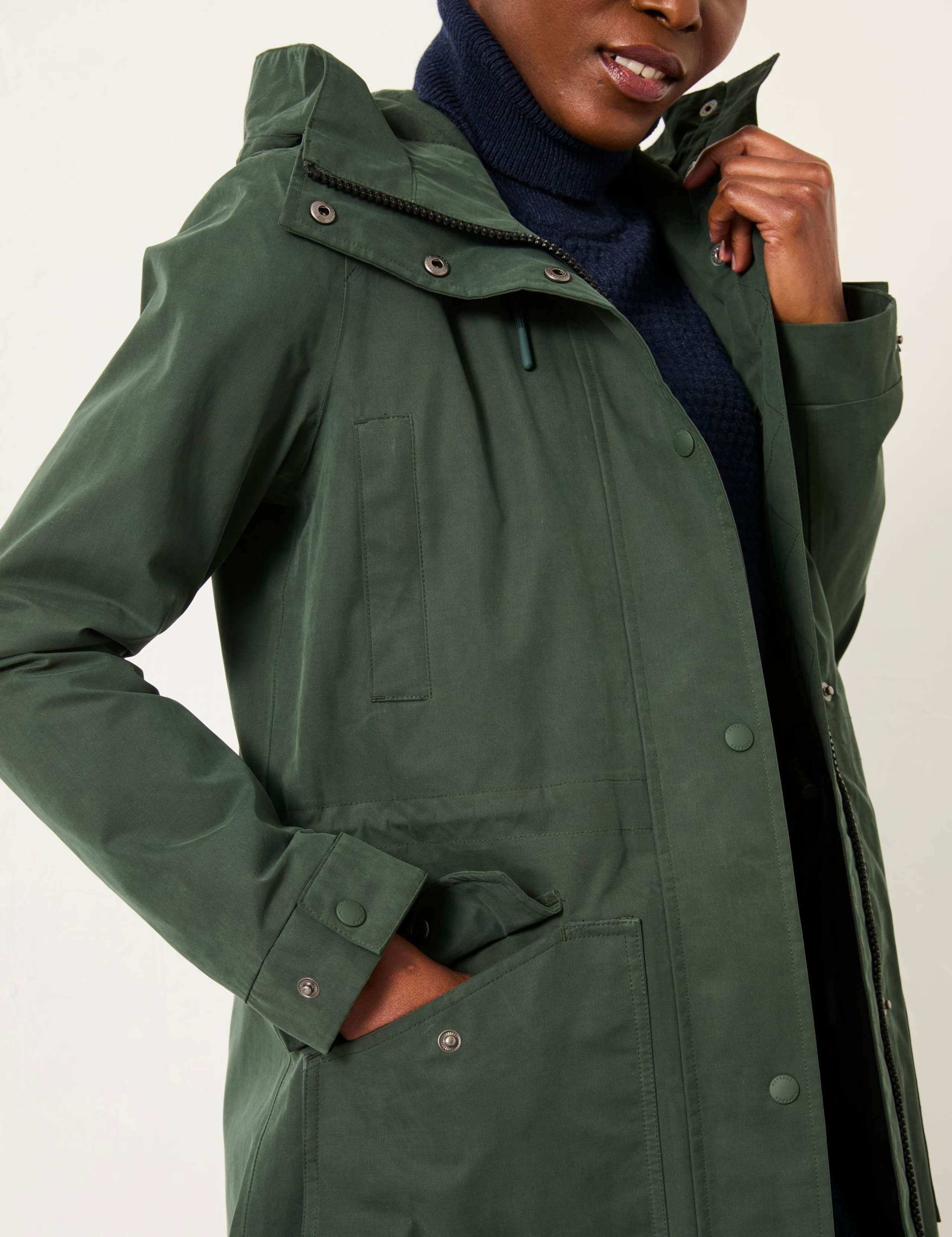 Cotton Blend Hooded Longline Raincoat 2 of 4