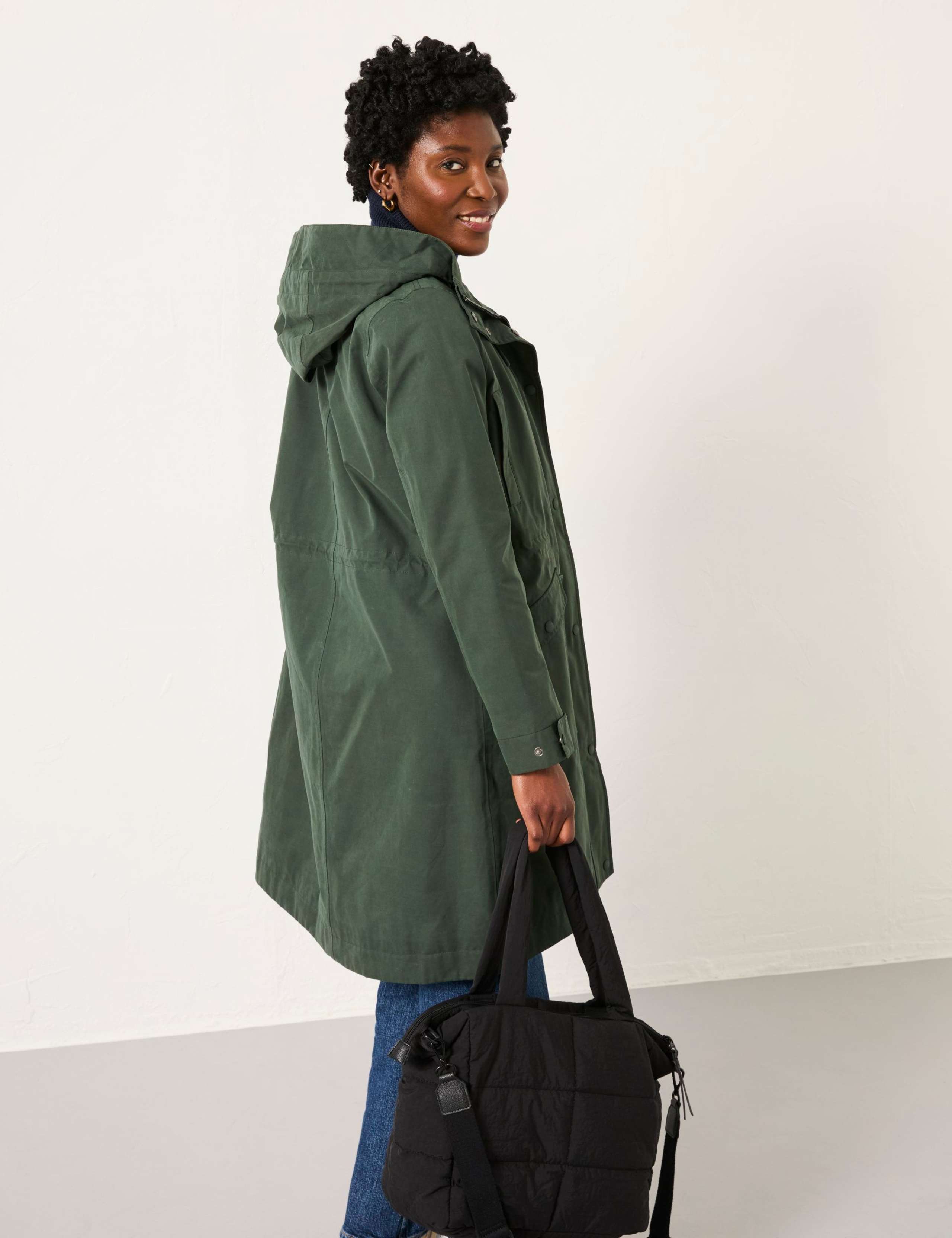 Cotton Blend Hooded Longline Raincoat 3 of 4