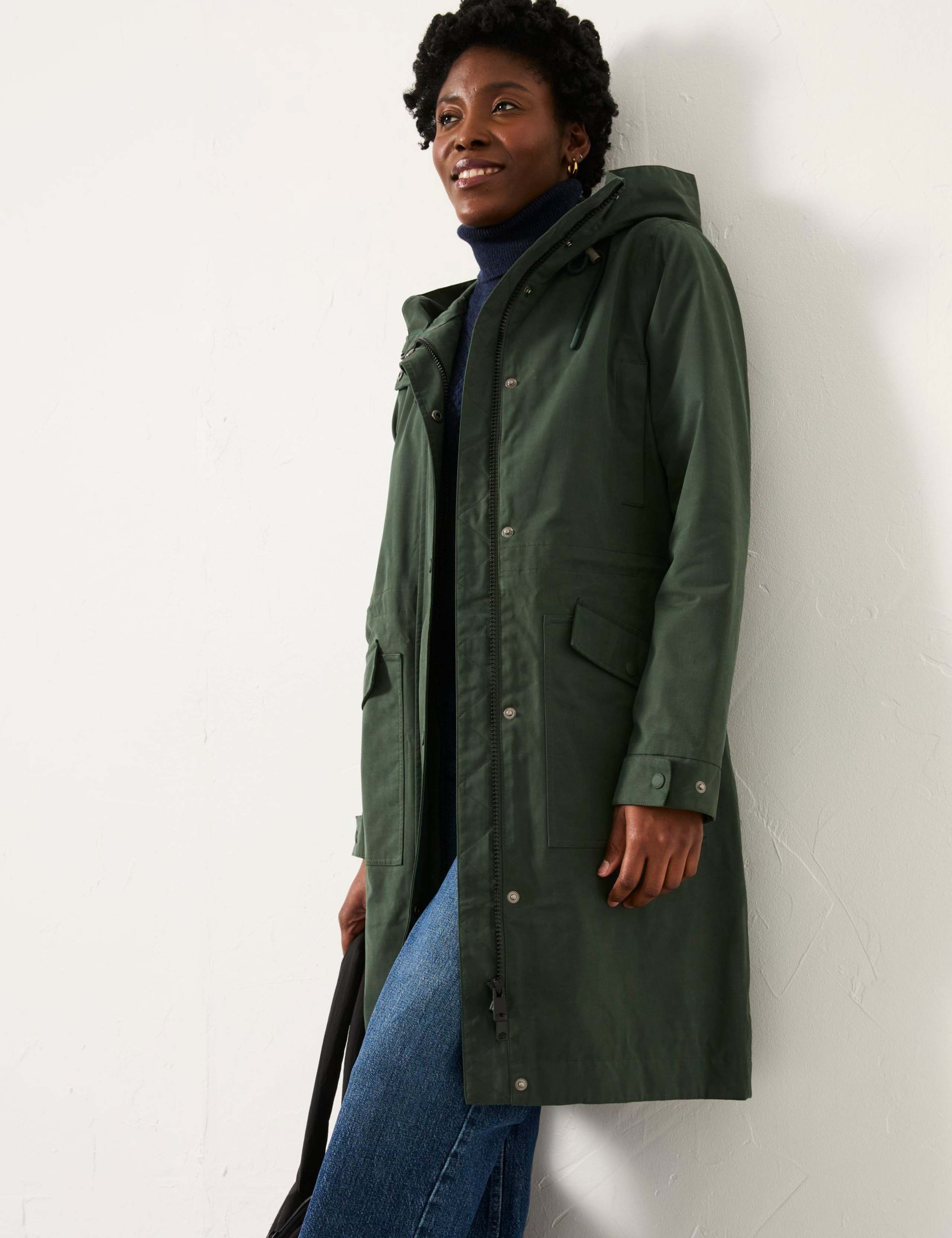 Cotton Blend Hooded Longline Raincoat 4 of 4